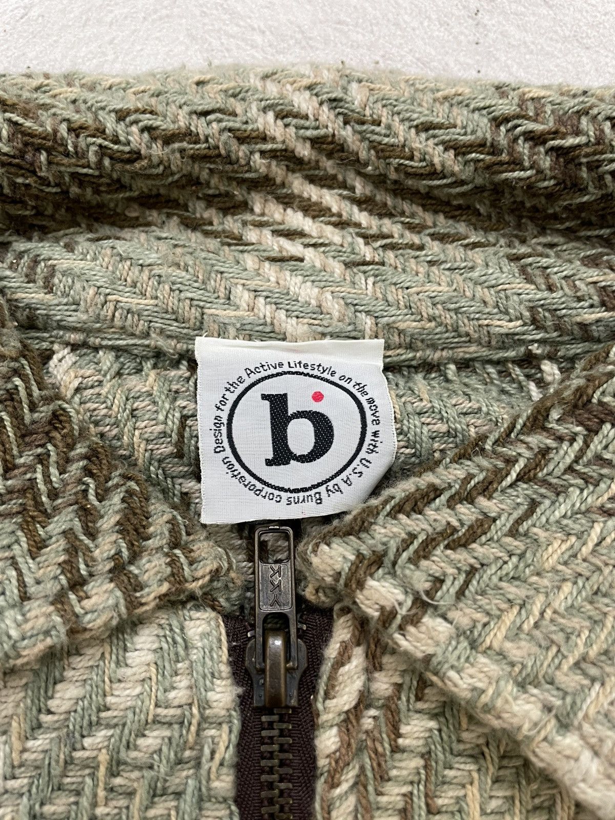 Japanese Brand 2000s Burns Green Textured Zip Jacket Textured woven Fabric Size US L / EU 52-54 / 3 - 4 Thumbnail