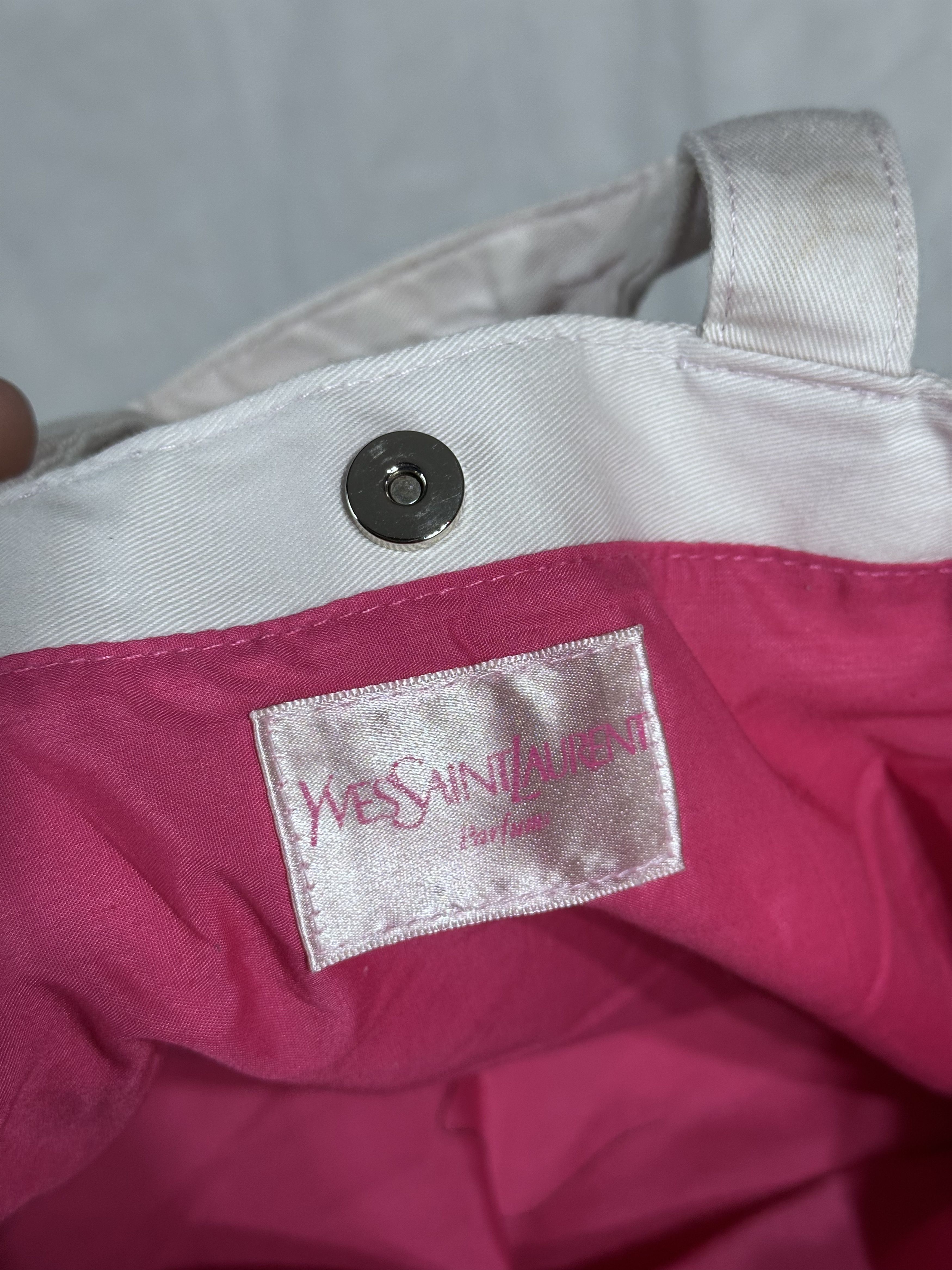 Yves Saint Laurent YSL Saint Laurent white tote bag pink logo embroried Size ONE SIZE - 5 Thumbnail