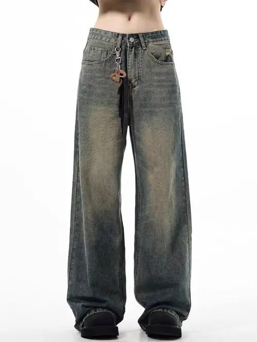 VIBE vintage high street casual straight wide leg jeans Size US 34 / EU 50 - 5 Thumbnail