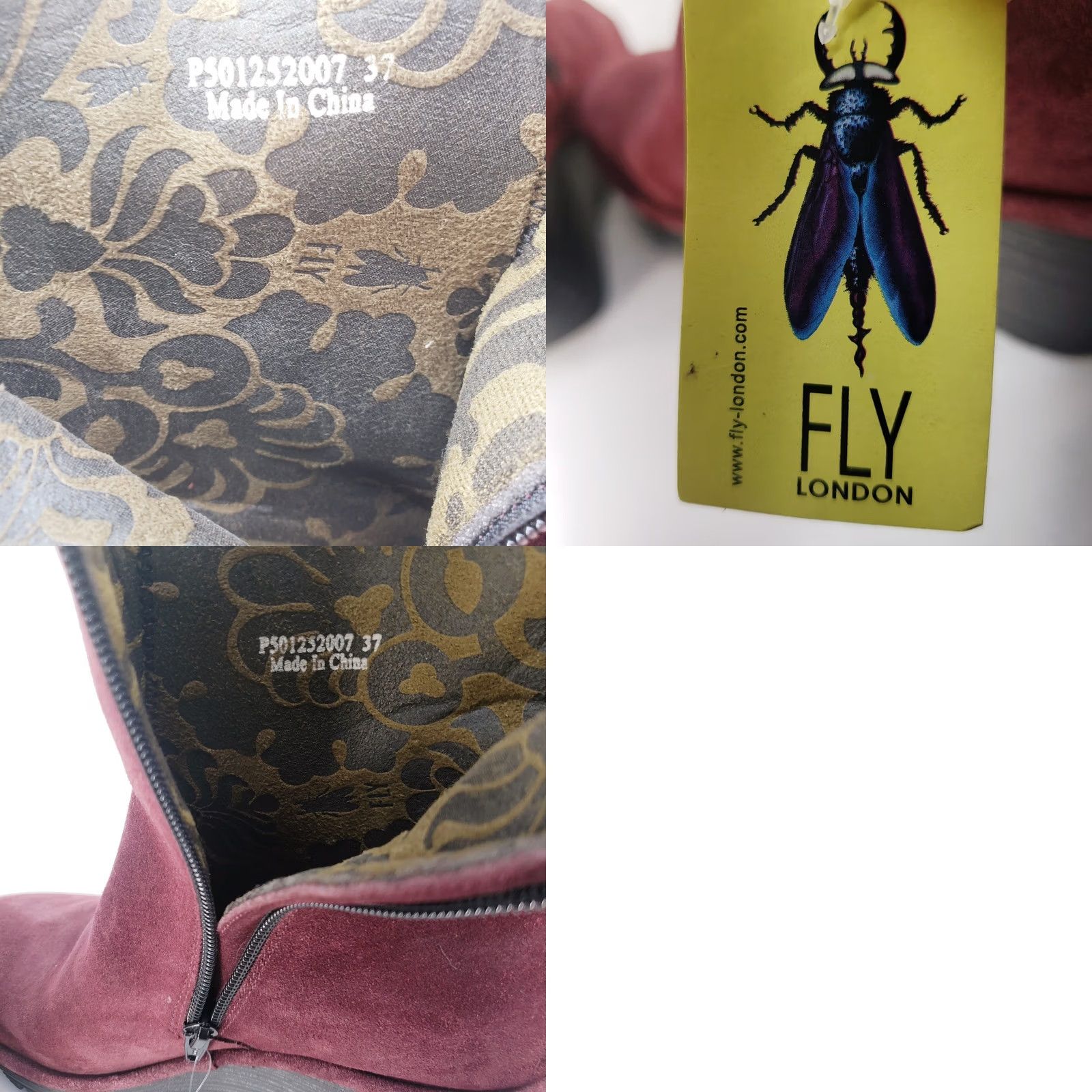 Fly London FLY London Suede Ankle Bootie Burgundy Leopard Stripe Wedge 37 UK 6-6.5 Women Size US 6.5 / IT 36.5 - 9 Thumbnail