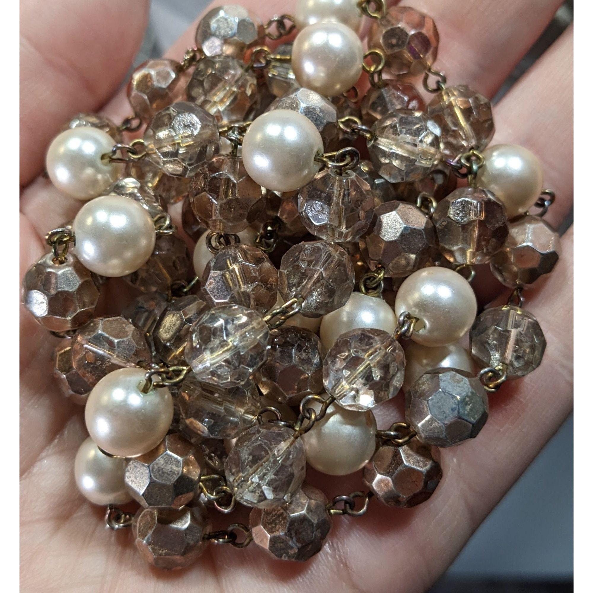 Other Vintage Elegant Glam Champagne Glass And Faux Pearl Beaded N Size ONE SIZE - 5 Thumbnail