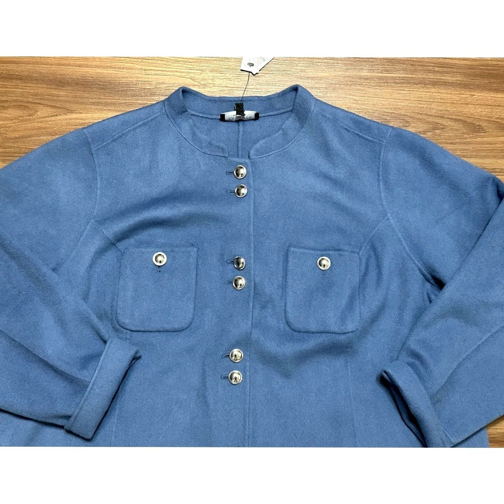 Talbots Talbots Plus Petite Double Faced Wool Blend Jacket Blue Button Front Sz 22WP Size 3XL / US 20-22 - 2 Thumbnail