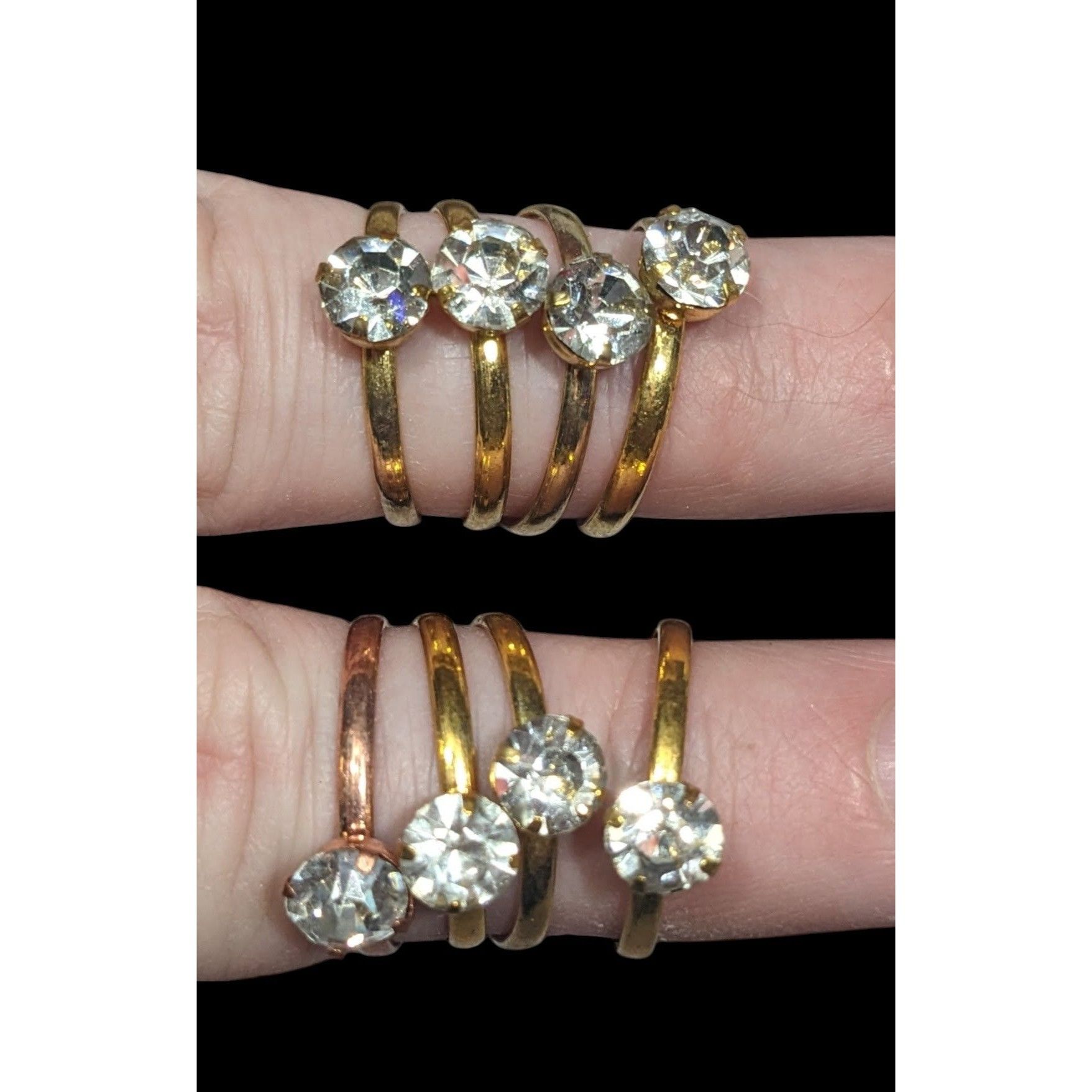 Other Casual Adjustable Large Rhinestone Gemmed Rings (8) Size ONE SIZE - 2 Thumbnail