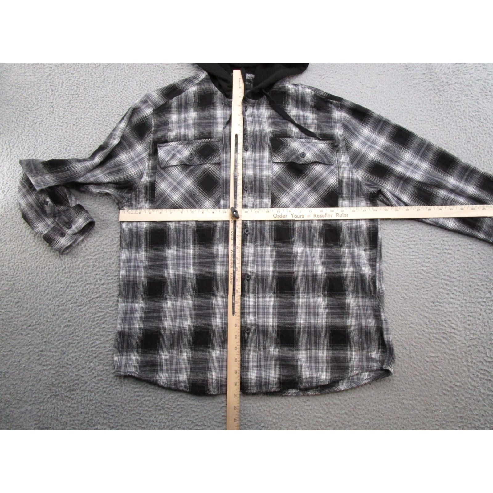Vintage No Boundaries Hooded Flannel Shirt Men XL Black Oversized Plaid Button-Up Casual Size US XL / EU 56 / 4 - 4 Thumbnail