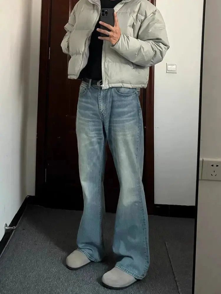 Japanese Brand Retro loose washed micro flared jeans Size US 32 / EU 48 - 3 Thumbnail
