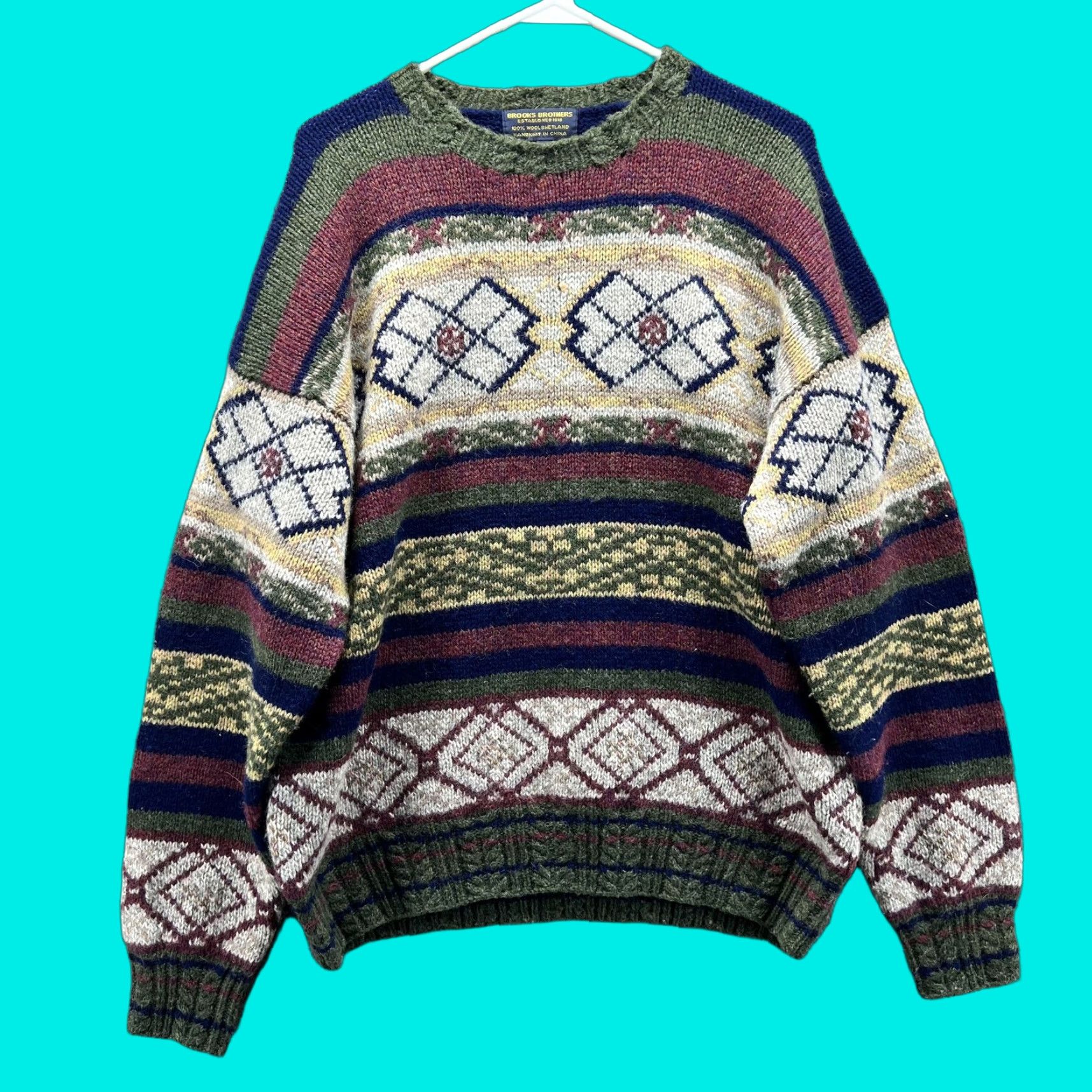 Brooks Brothers Brooks Brothers Sweater Mens Large Multicolor Wool Fair Isle Crewneck Pullover Size US L / EU 52-54 / 3 - 1 Thumbnail