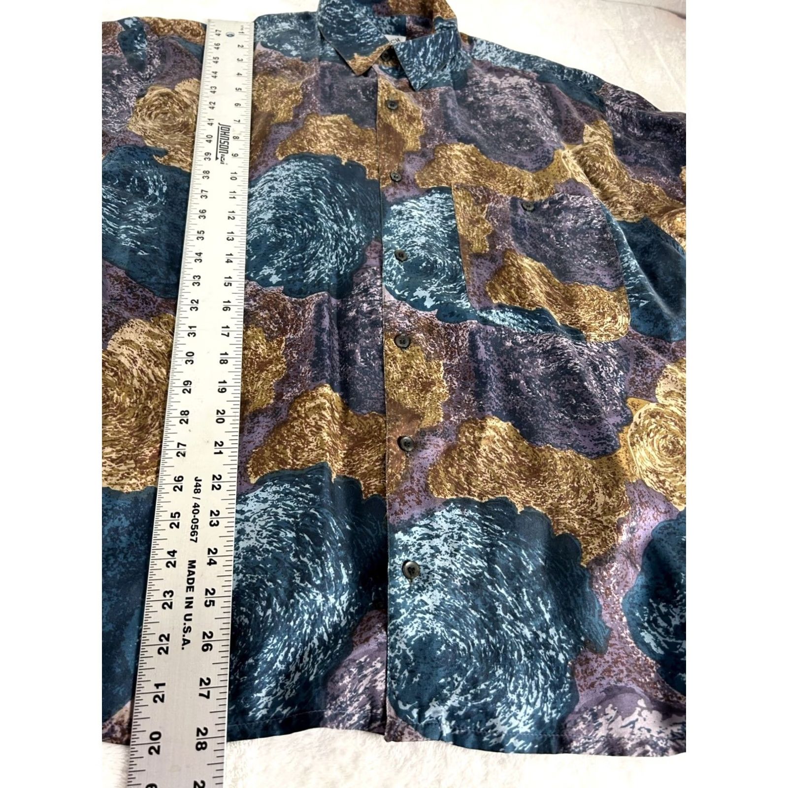 Vintage Vintage Goouch Mens 100% Silk Abstract Button Up Short Sleeve Shirt Medium Size US M / EU 48-50 / 2 - 8 Thumbnail