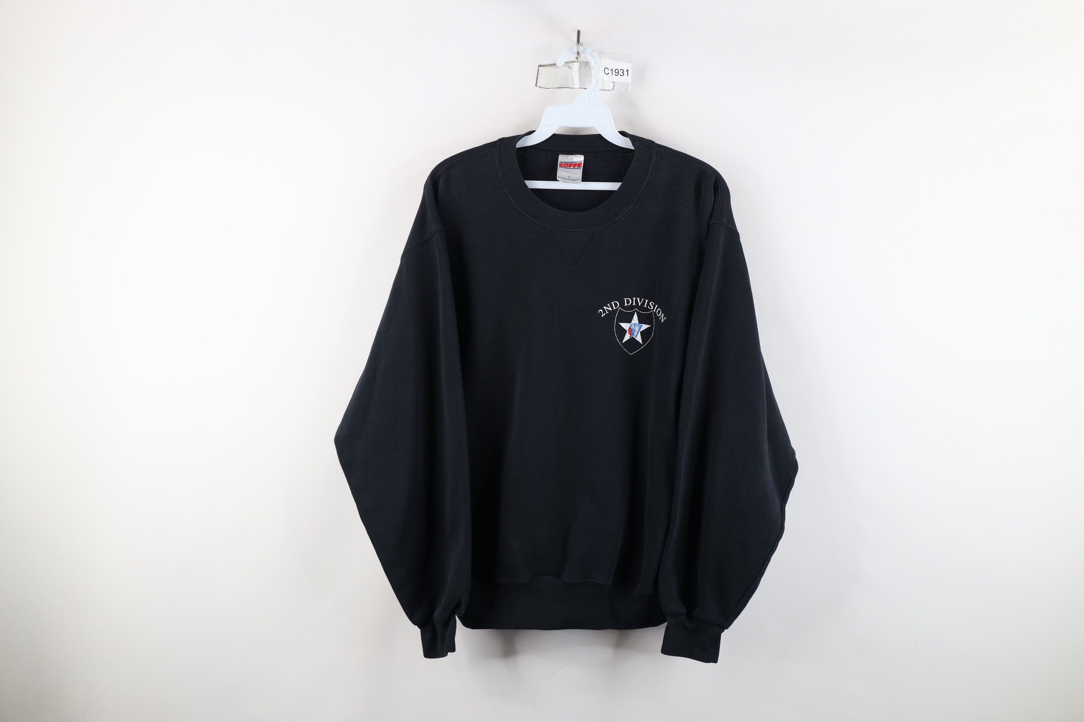 Vintage Vintage 90s Army Military 2nd Division Sweatshirt Black Size US S / EU 44-46 / 1 - 1 Thumbnail