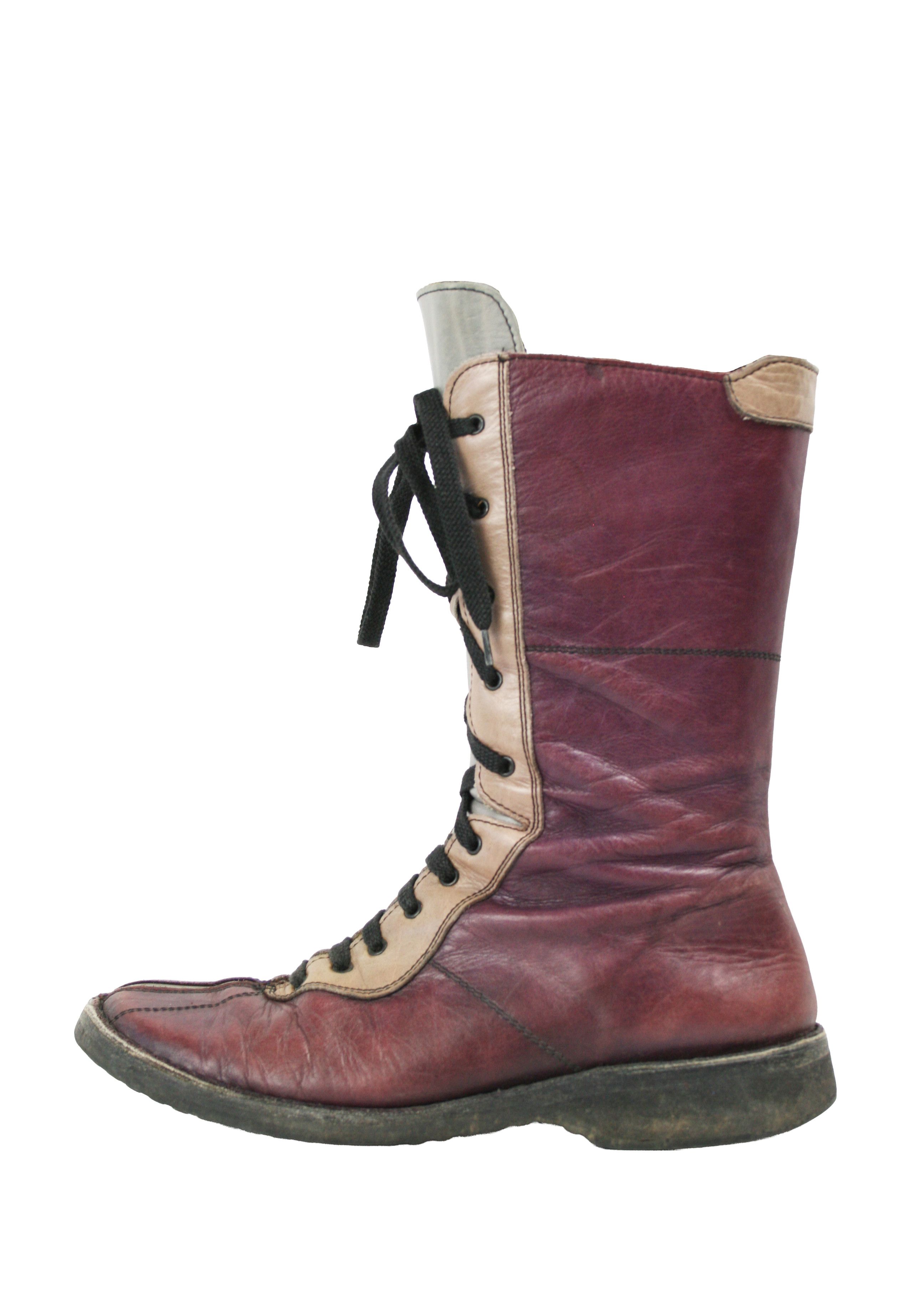 Japanese Brand Bubetti 00S Y2K Avant Garde Mid Crepe Leather Boots Vintage Size US 8 / IT 38 - 1 Thumbnail