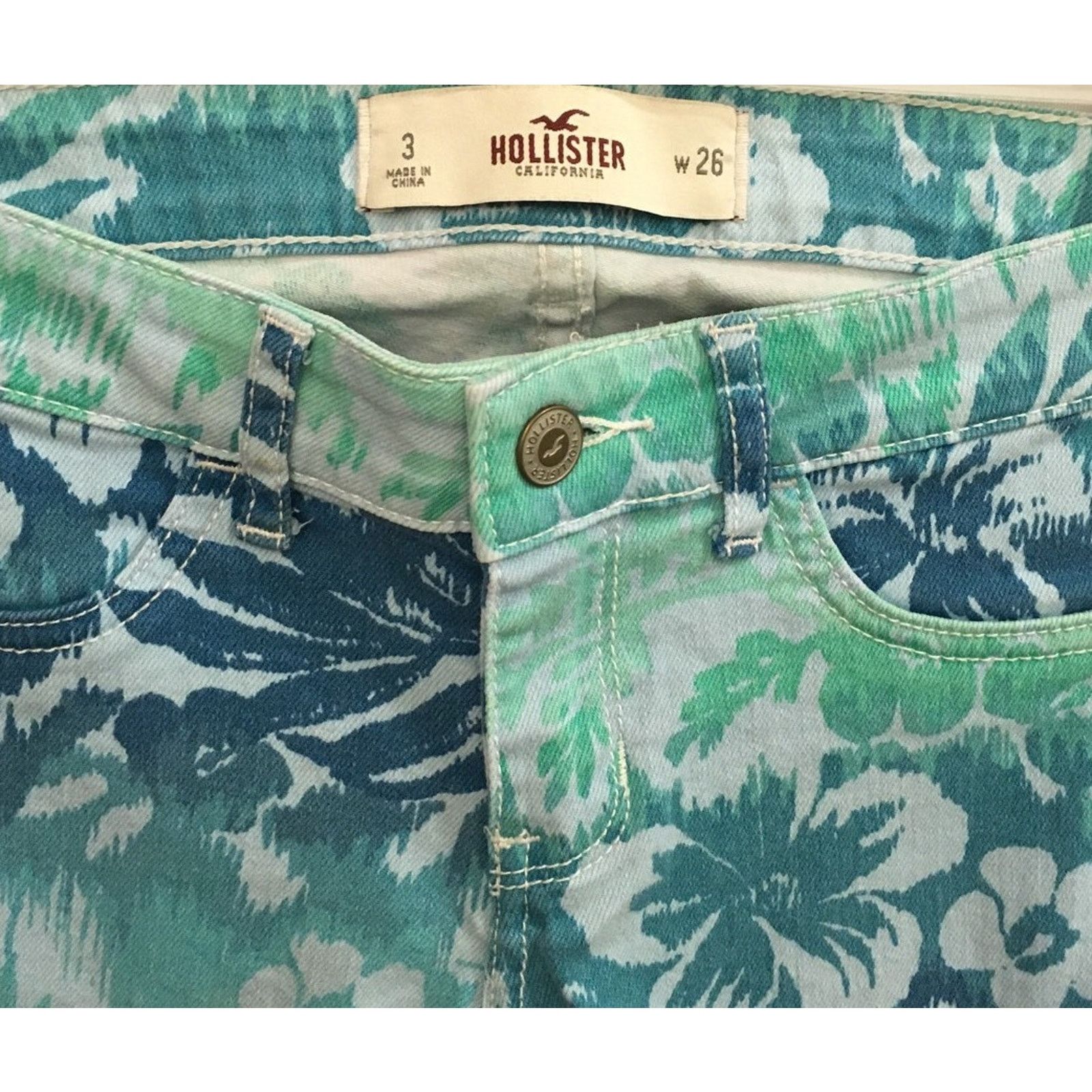 Hollister HollisterTropical Floral Print Low Rise Jeggings Juniors 3 Size 26" / US 2 / IT 38 - 2 Thumbnail