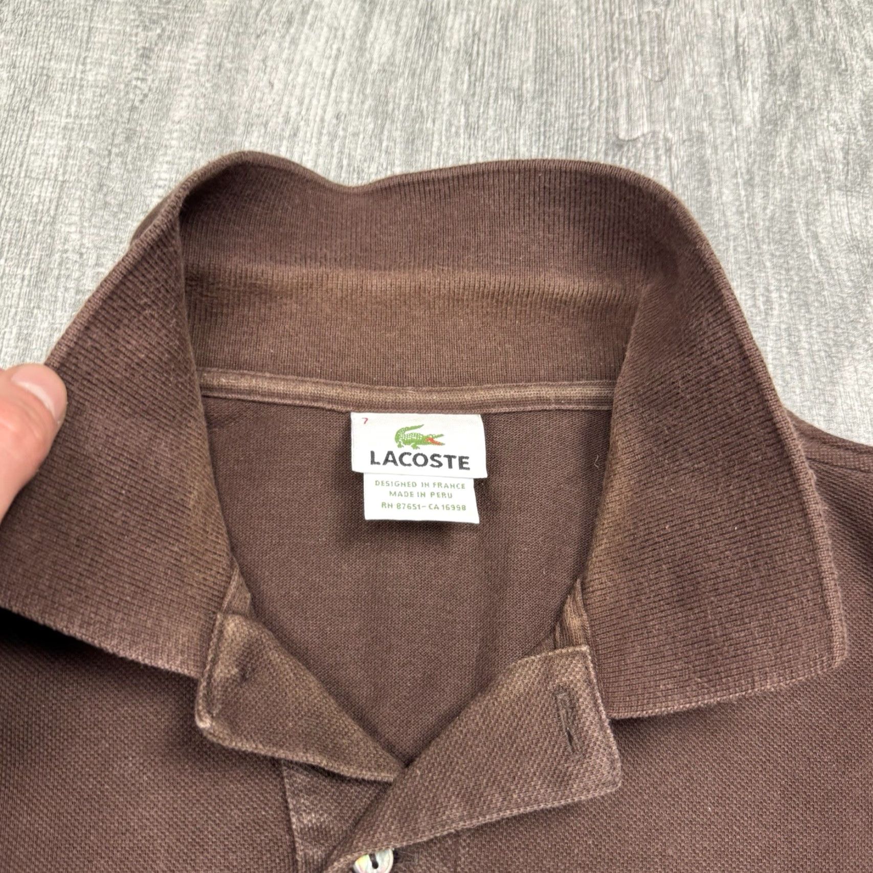 Lacoste LACOSTE Mens Polo Shirt Short Sleeve Pique Cotton Golf Casual 7 Brown Unique Design Size US M / EU 48-50 / 2 - 6 Thumbnail