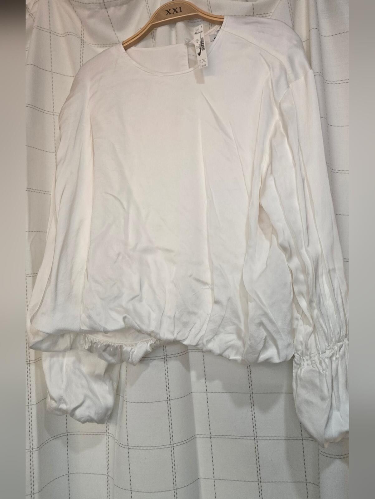 Madewell Madewell Long-Sleeve Bubble-Hem Top in Satin Size XL / US 12-14 / IT 48-50 - 2 Thumbnail