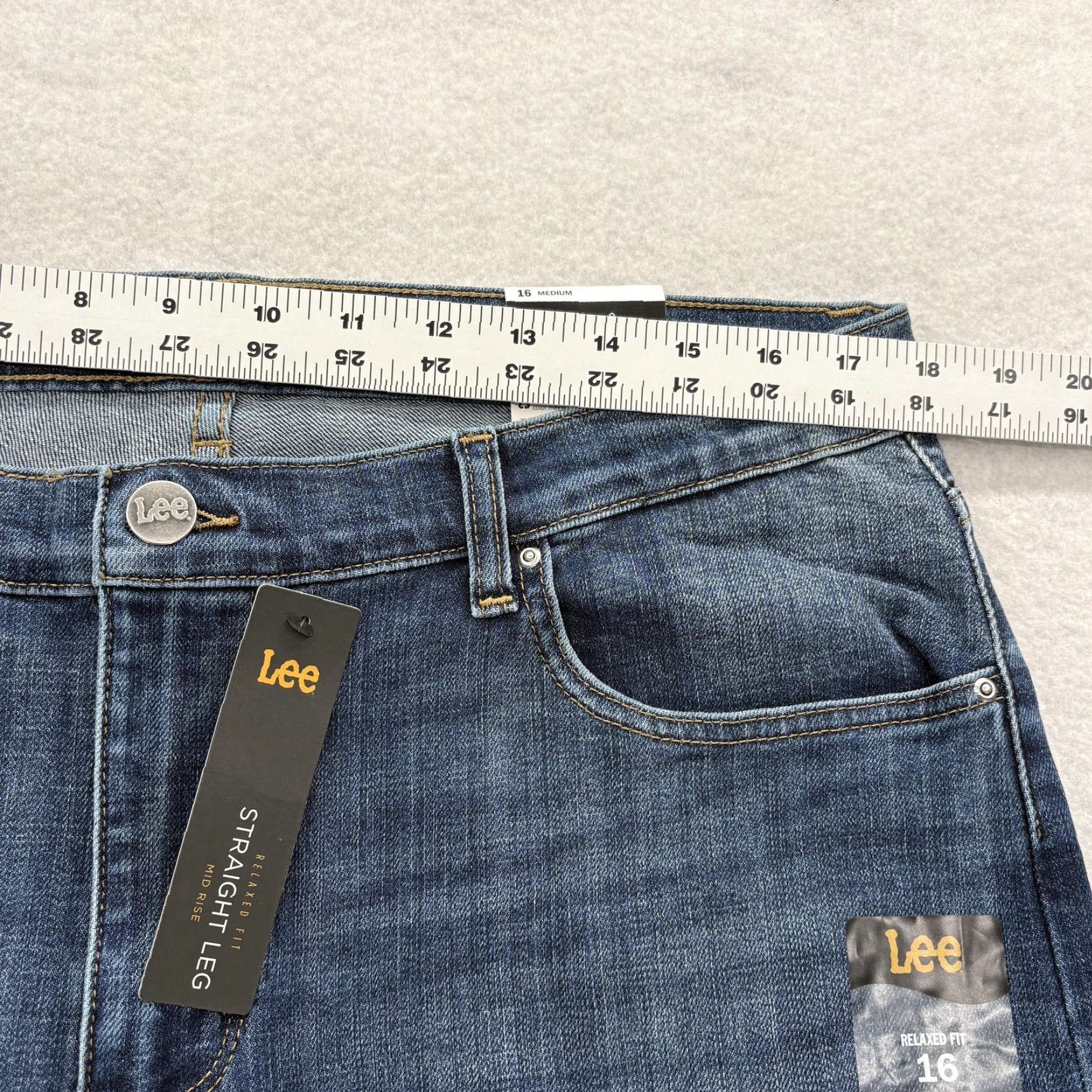 Lee Lee Jeans Womens 16 Blue Relaxed Fit Straight Leg Mid Rise Stretch Denim NWT Size 38" / US 16 / IT 52 - 6 Thumbnail