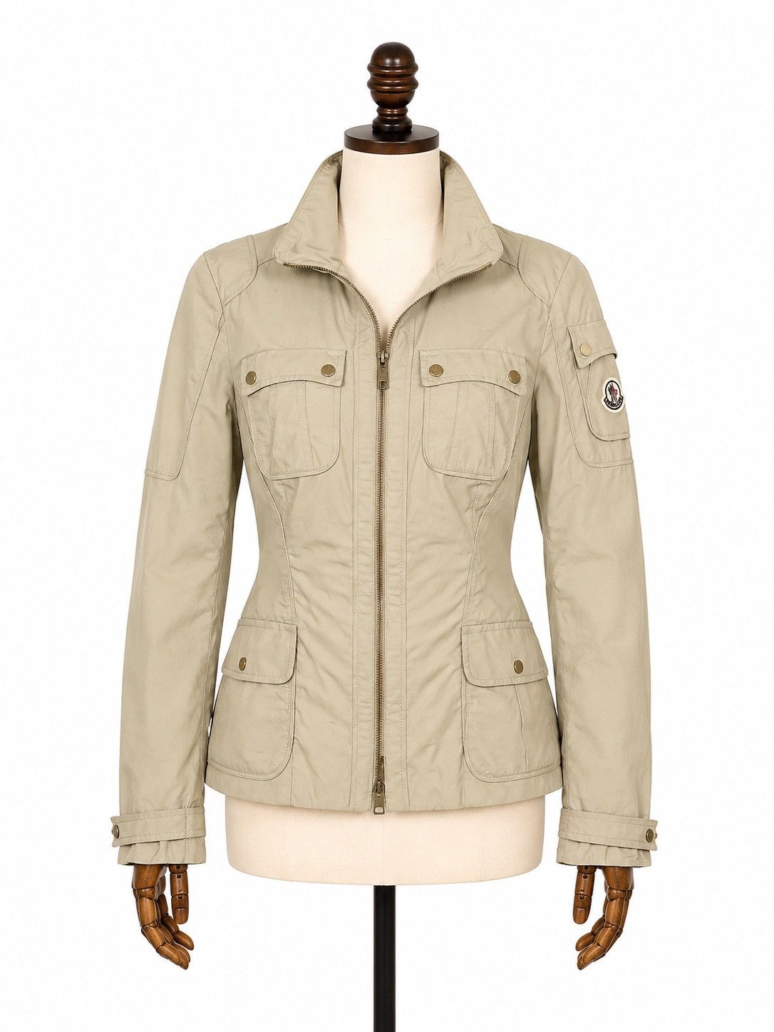 Moncler Women`s Moncler Cotton Blend Beige Military Jacket Size 1/S Size S / US 4 / IT 40 - 1 Thumbnail