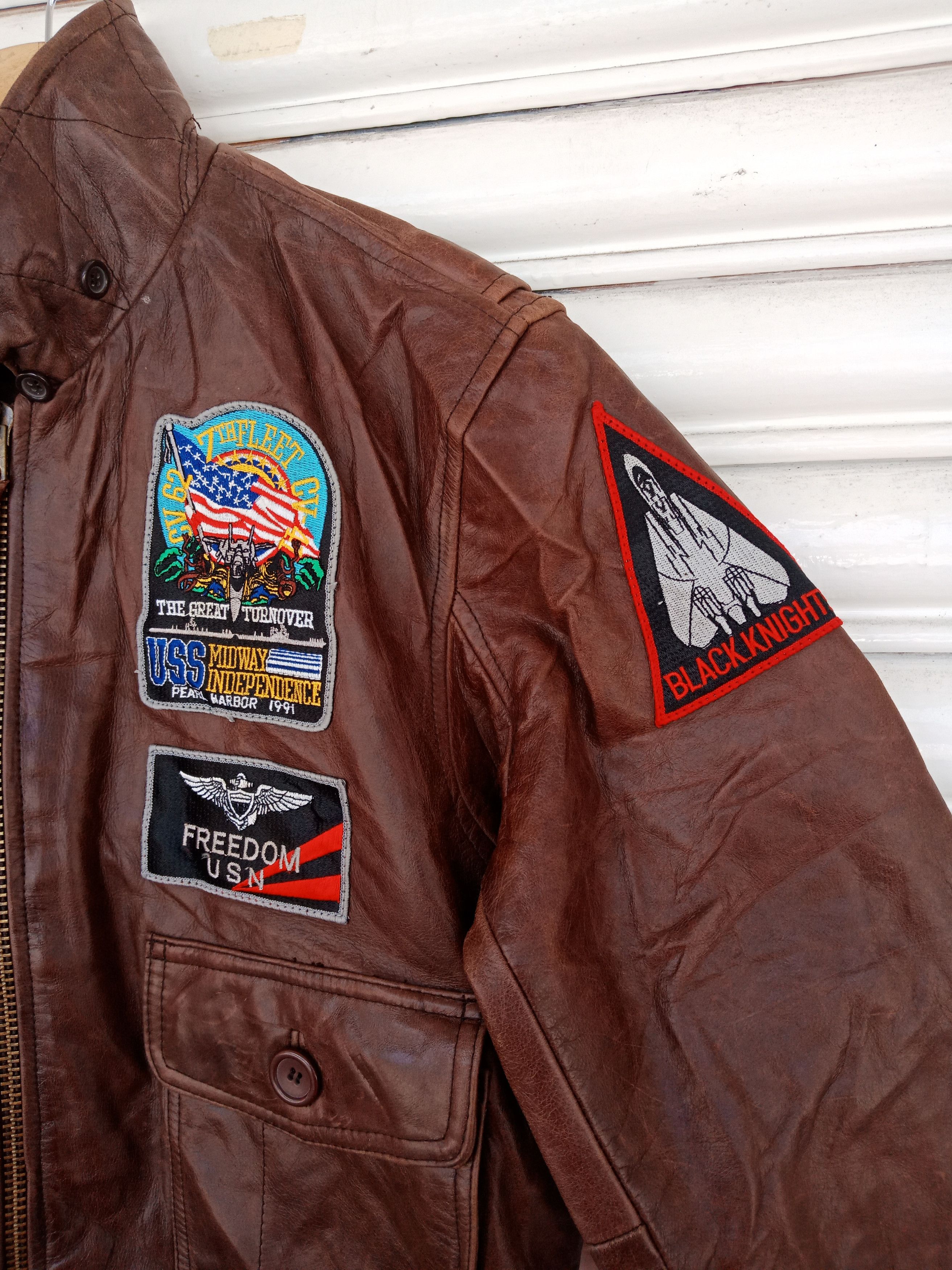 Leather G1 USN Midway Pearl Harbor Leather Jacket Size US M / EU 48-50 / 2 - 8 Thumbnail