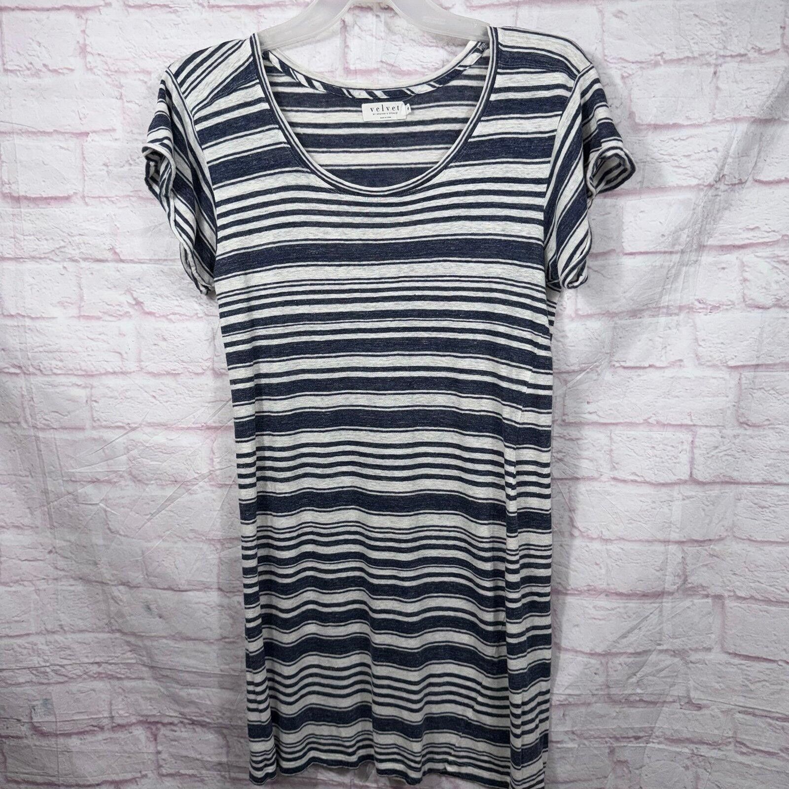 Other Velvet by Graham & Spencer Medium Striped Linen Dress Size M / US 6-8 / IT 42-44 - 1 Thumbnail