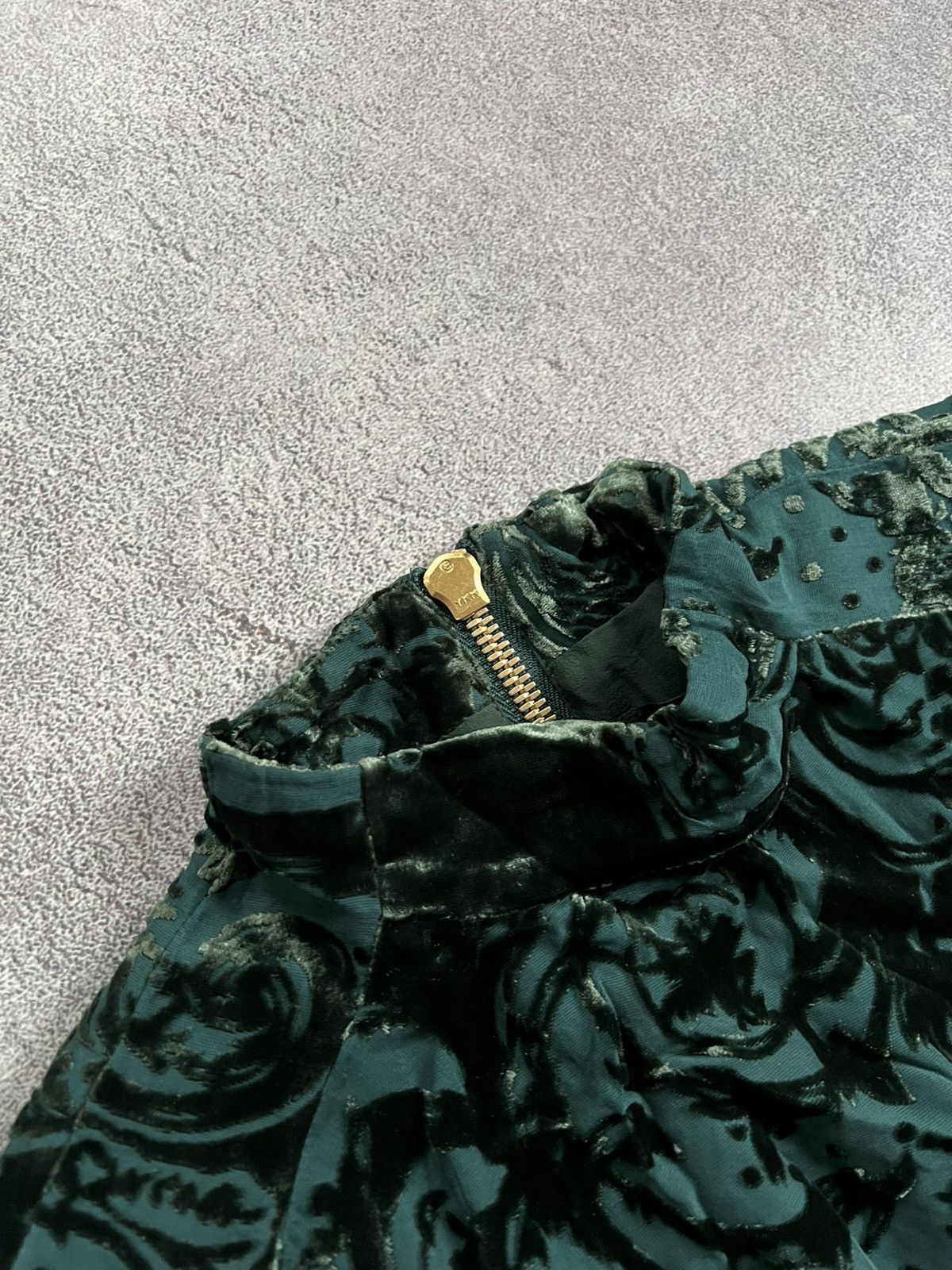 BALMAIN X H&M Velvet Green Zip Dress Tunic Sz 40 US 10 Silk
