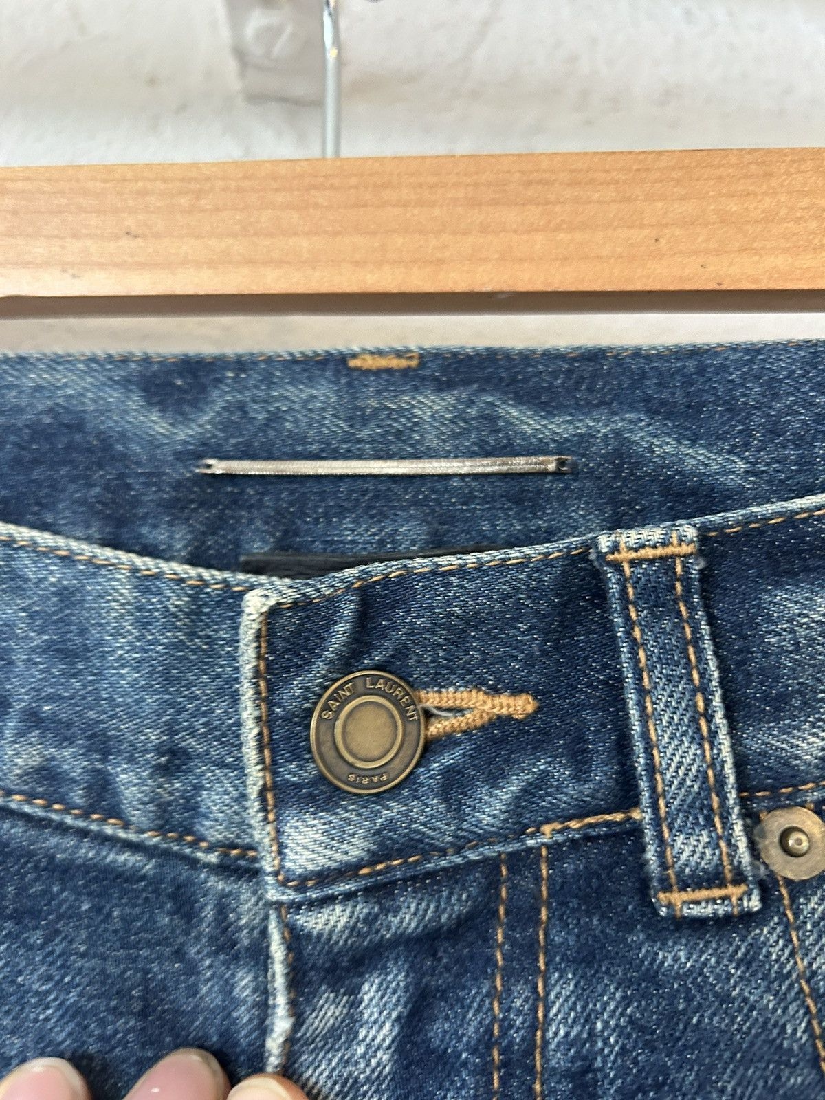 Saint Laurent Paris Saint Laurent Washed Blue Denim Jeans, D24 M/SK-MW Size US 29 - 11 Thumbnail