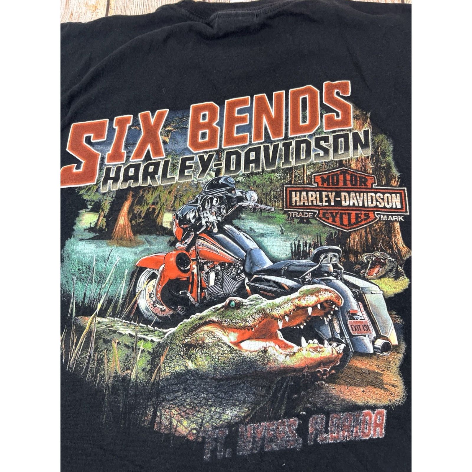 Harley Davidson Harley-Davidson Black T-Shirt L Men Florida Graphic Print Short Sleeve Vintage FT Myers Six Bends Ft Myers Florida Mens Size US L / EU 52-54 / 3 - 8 Thumbnail
