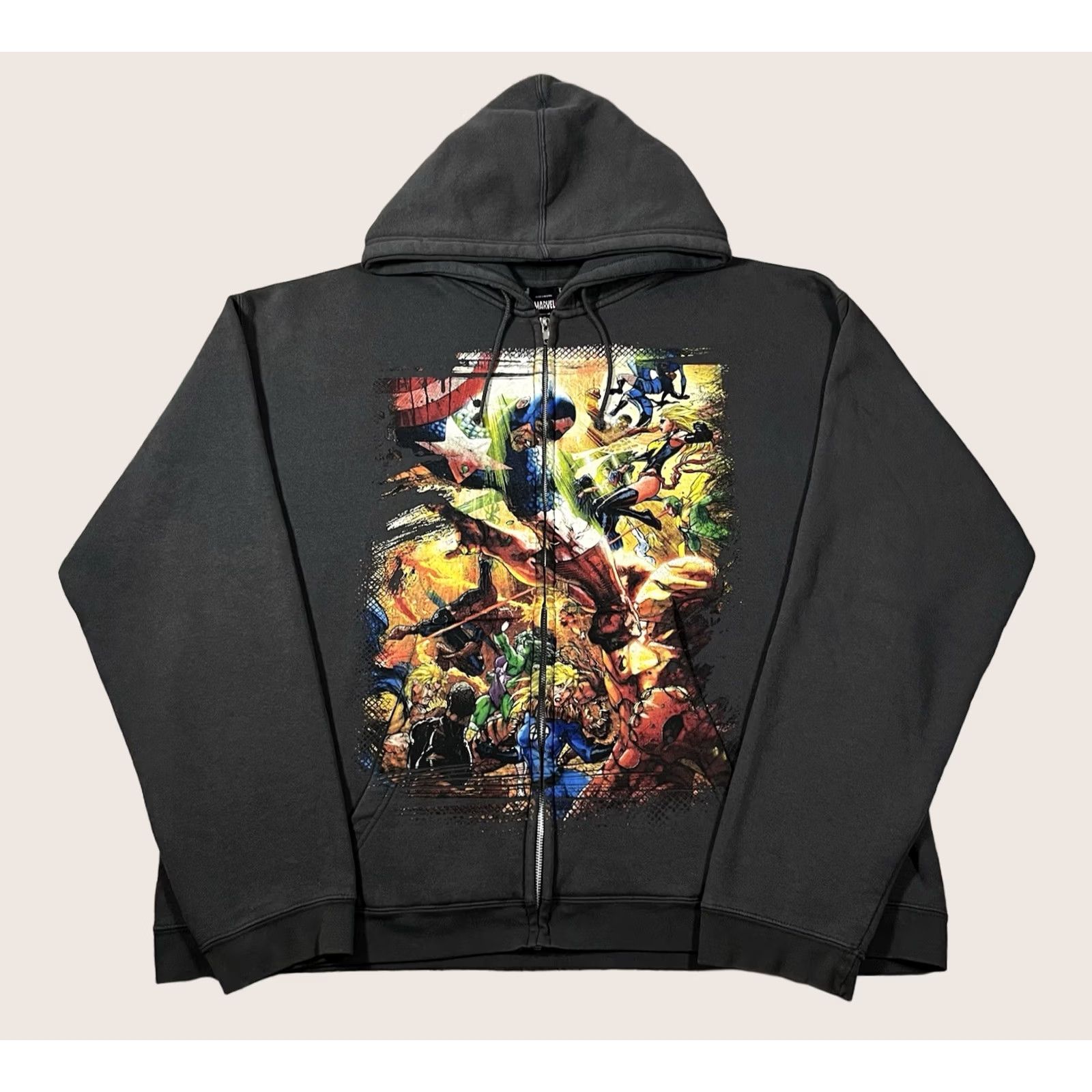 Mad Engine VINTAGE Marvel Hoodie Mens 3XL Full Zip Gray Mad Engine Civil War 90s Comics Movie Graphic Print Hooded Zipper Pockets Size US XXL / EU 58 / 5 - 1 Thumbnail