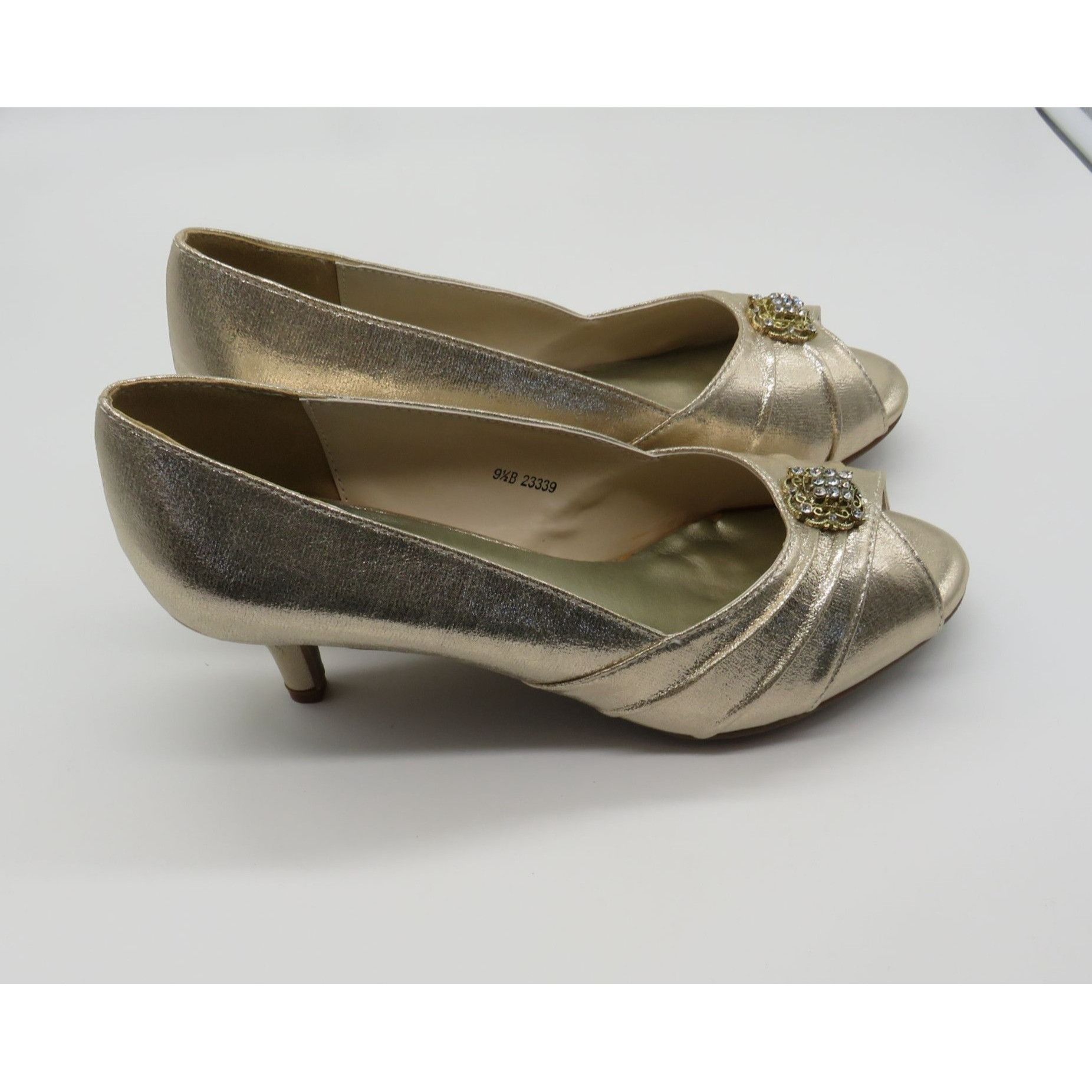 Other Dyeables Champagne Peep-Toe 2.5 Inch Heel Shoes Rhinestone 9 Size US 9.5 / IT 39.5 - 1 Thumbnail