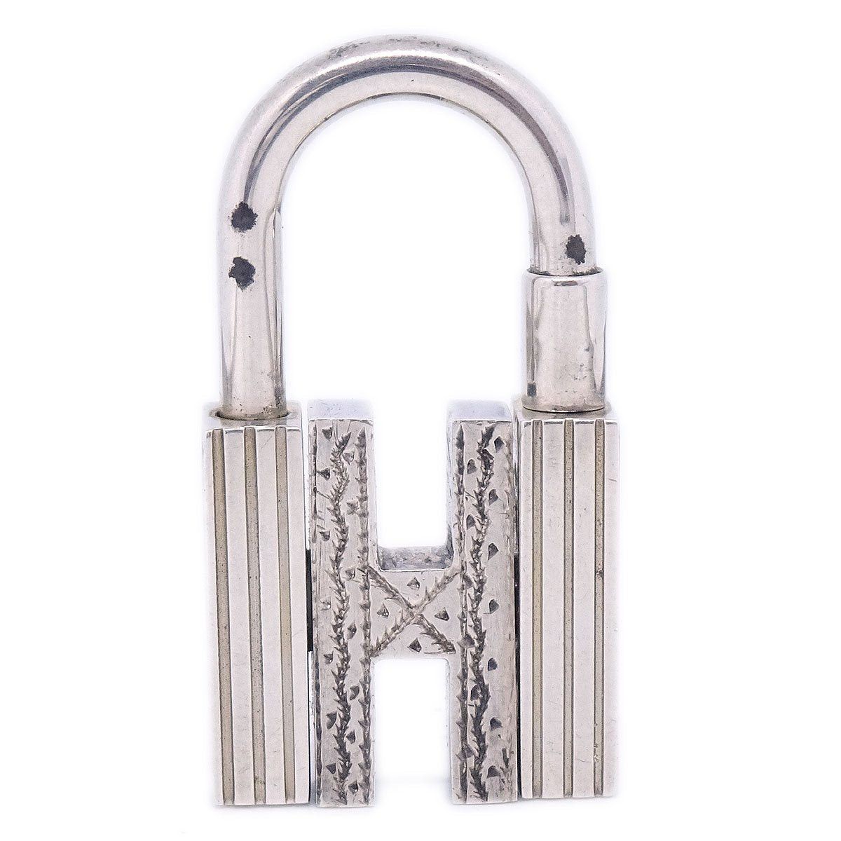 image of Hermes Touareg H Cadena Padlock Bag Charm Silver 925 Small Good 92618 in Black, Women's