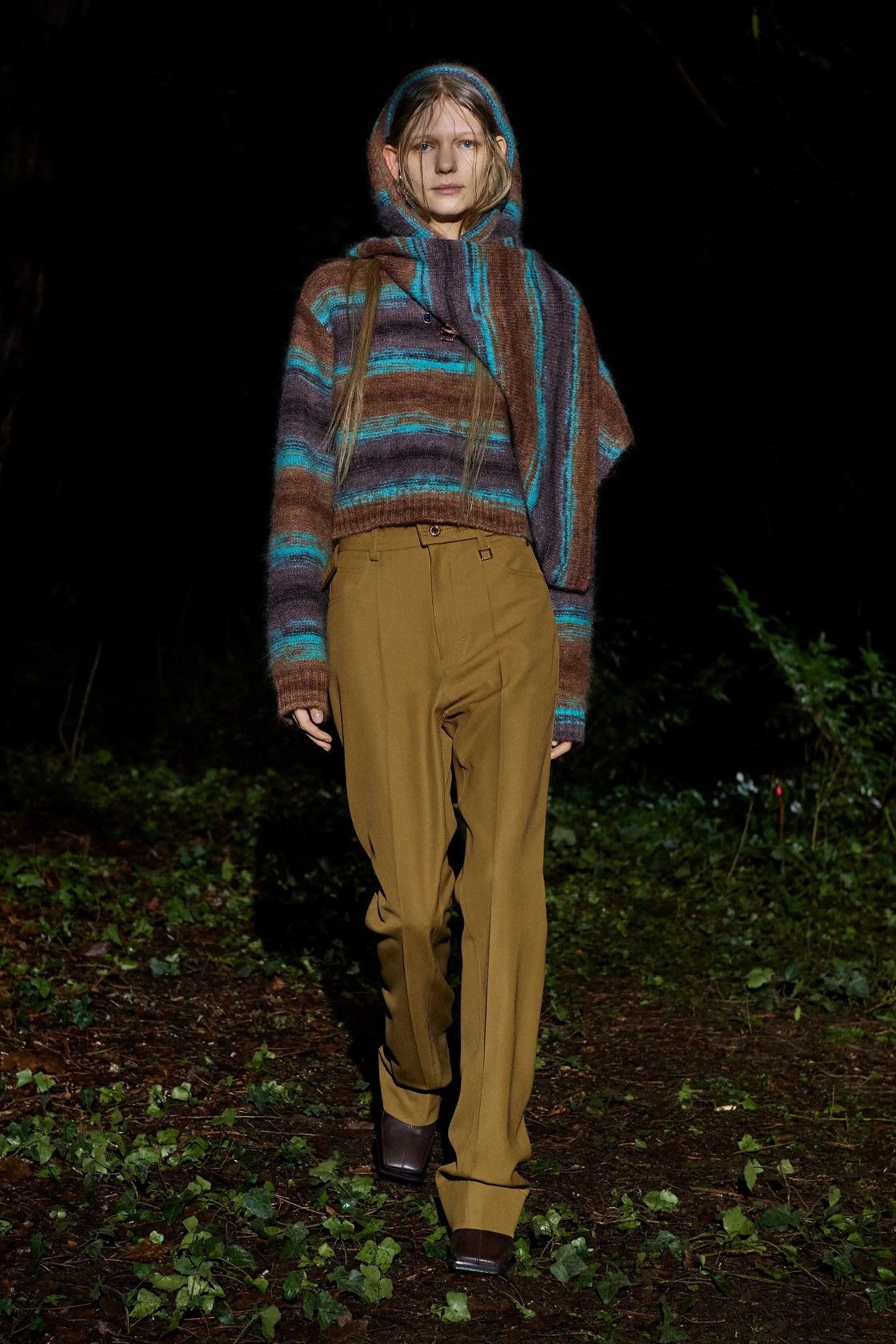 Wooyoungmi Wooyoungmi FW21 Mohair Cardigan Brown Turquoise Stripe Size US S / EU 44-46 / 1 - 1 Thumbnail