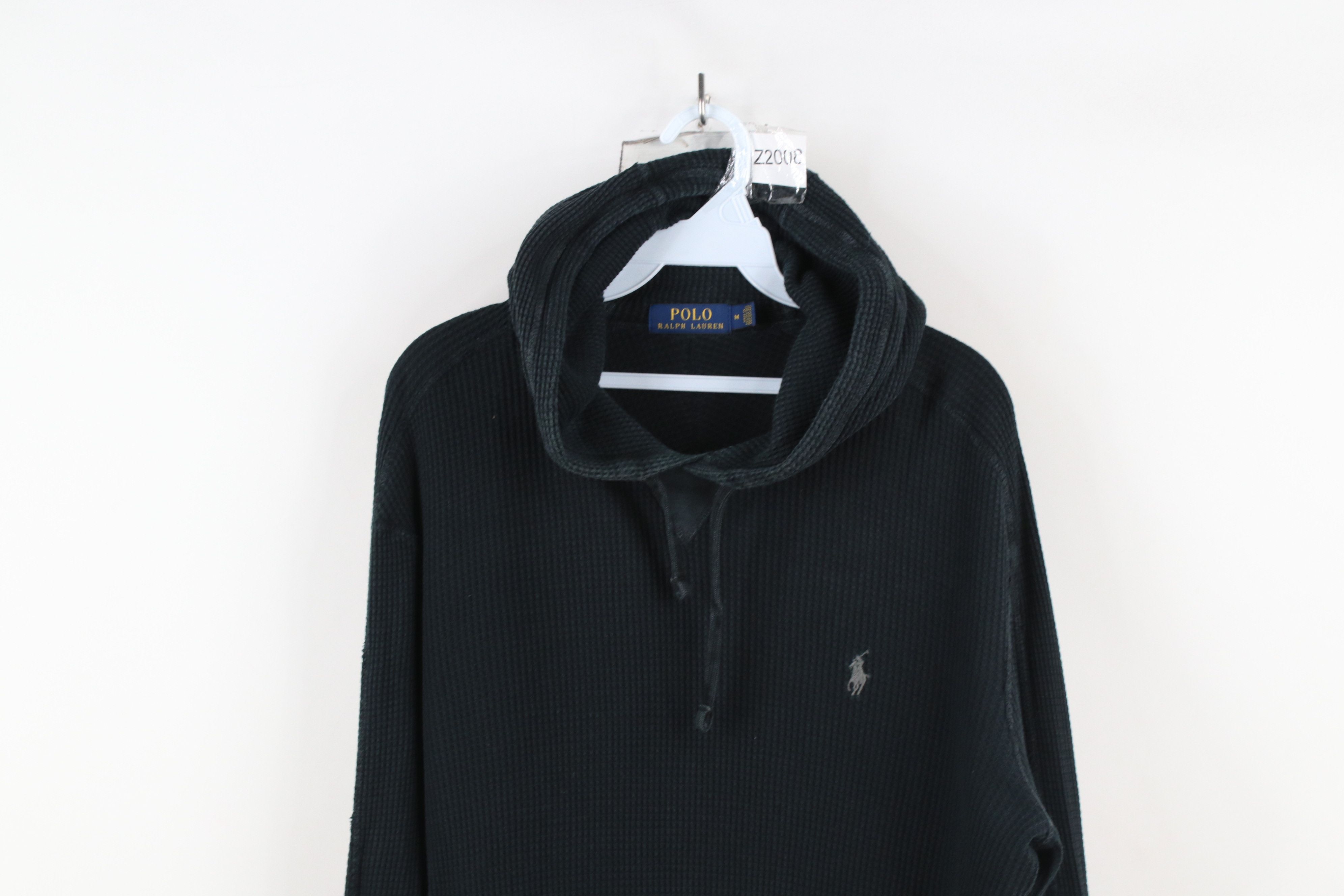 Polo Ralph Lauren Vintage Ralph Lauren Waffle Knit Hoodie Sweatshirt Black Size US M / EU 48-50 / 2 - 2 Thumbnail
