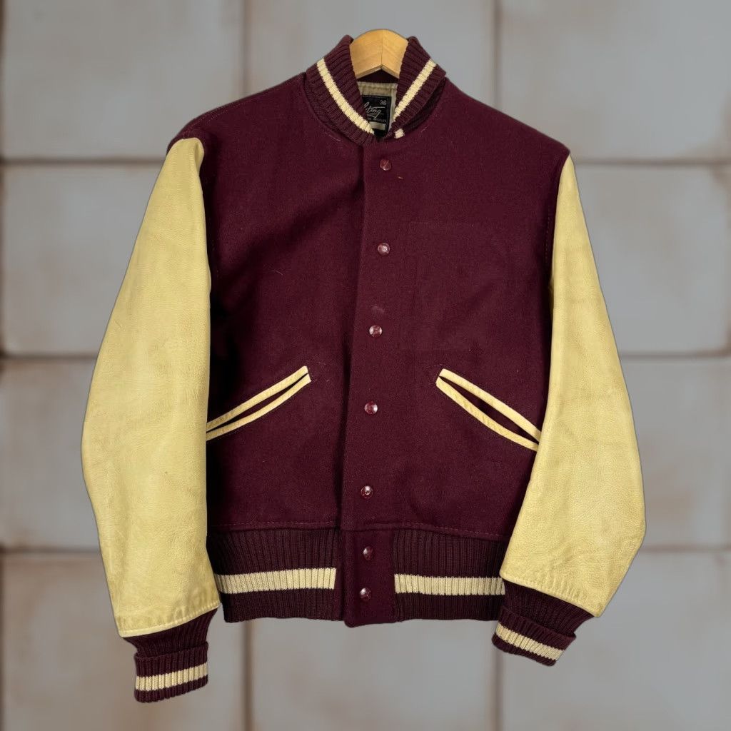 Vintage VINTAGE HL Whiting Letterman Jacket Wool Leather Red Ivory Size 36 S 1960s Mens Womens Size US S / EU 44-46 / 1 - 1 Thumbnail