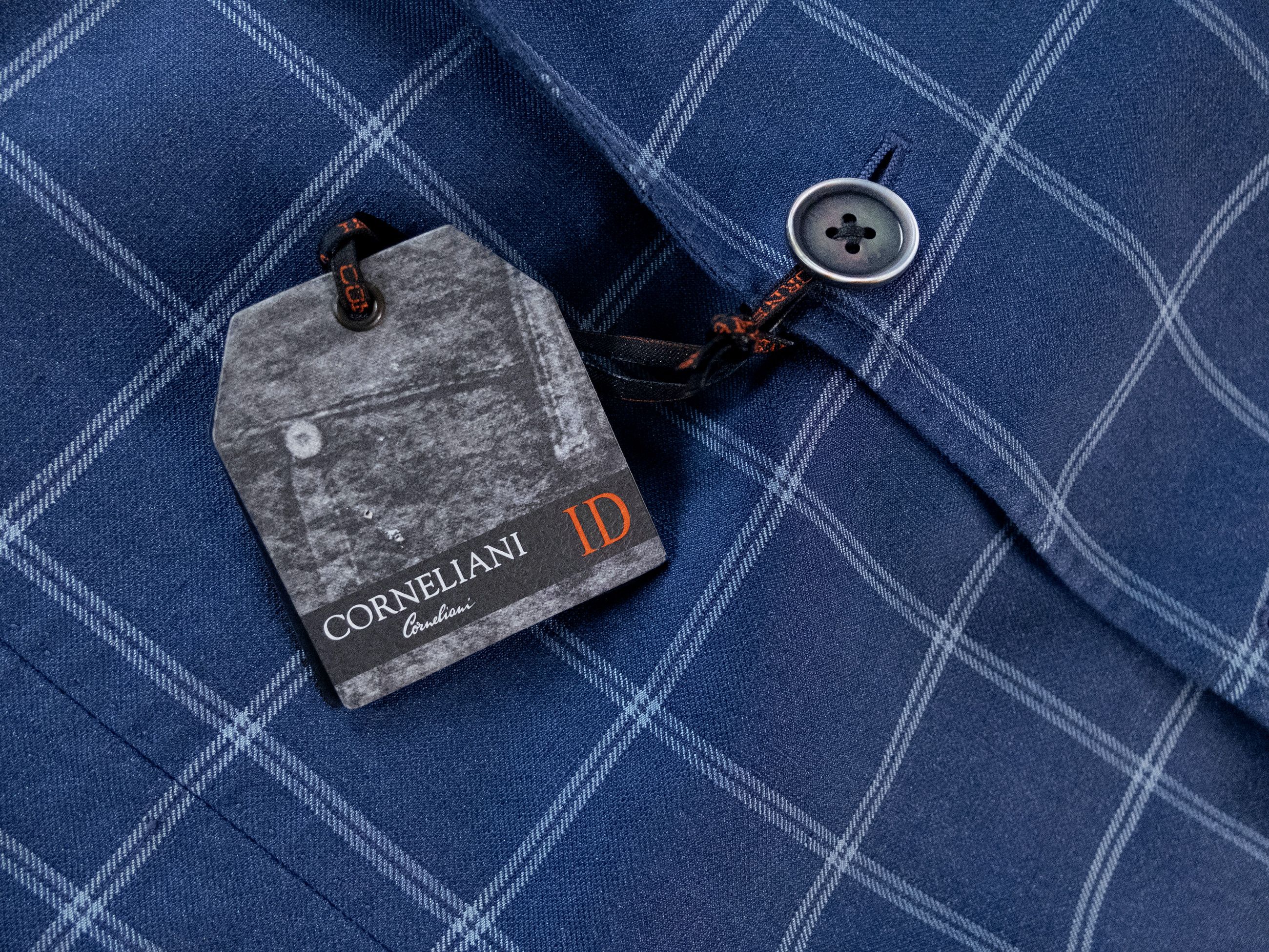 Corneliani CORNELIANI ID blue windowpane linen wool silk sportcoat Size 42R - 4 Thumbnail