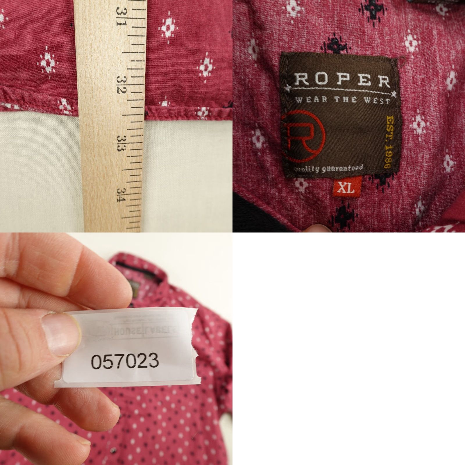 Roper Roper Shirt Mens XL Red Western Pearl Snap Southwestern Rodeo Ranch Cowboy Aztec Size US XL / EU 56 / 4 - 8 Thumbnail