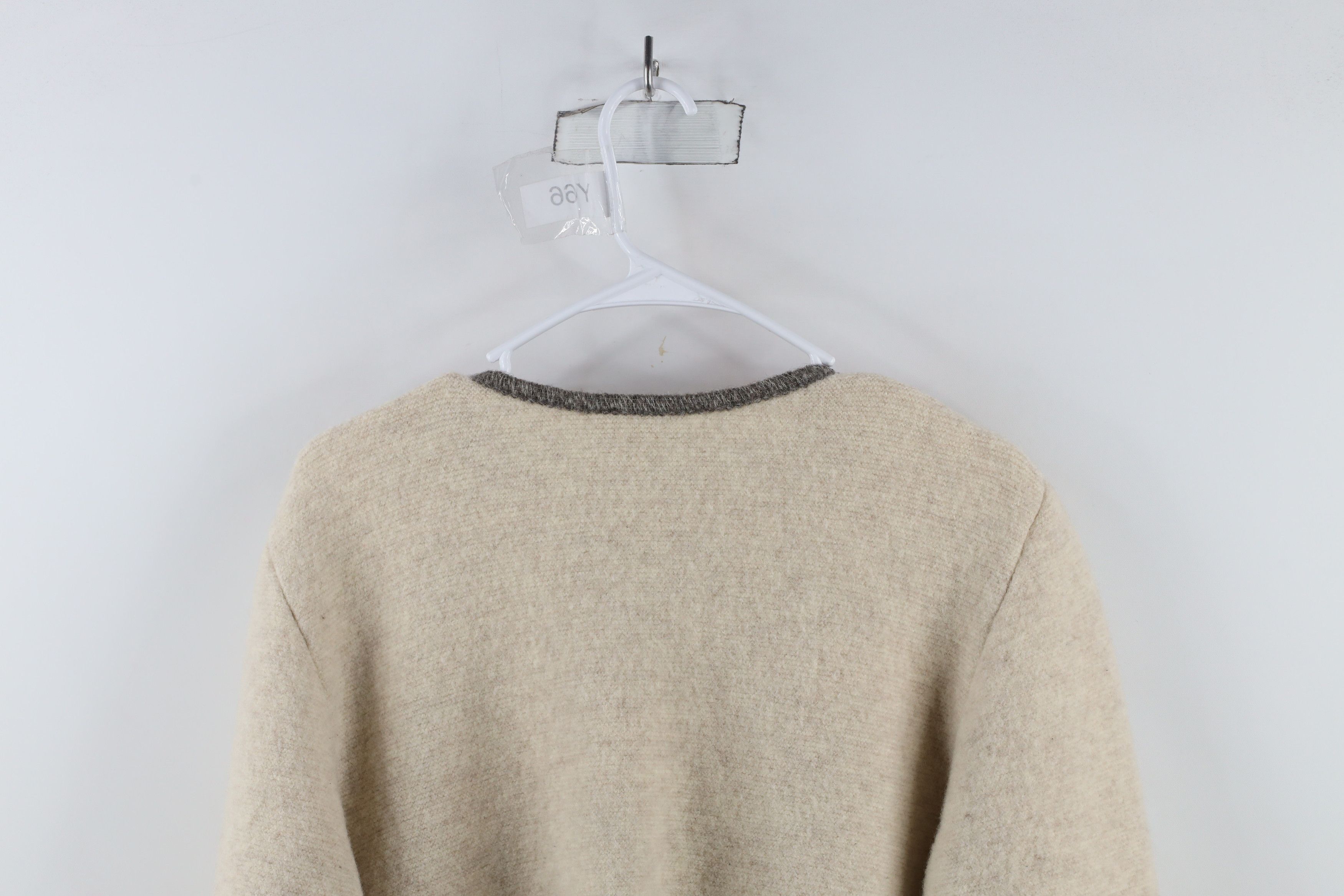 L.L. Bean × Vintage Vintage 90s LL Bean Wool Knit Cardigan Sweater Beige USA Size L / US 10 / IT 46 - 11 Thumbnail