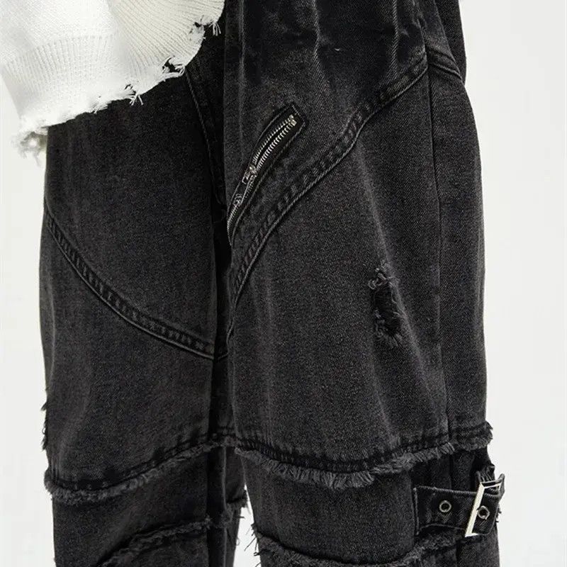 Japanese Brand × Jean Y2K Fashion Zipper Black Flared Jeans Cargo Size US 31 - 3 Thumbnail