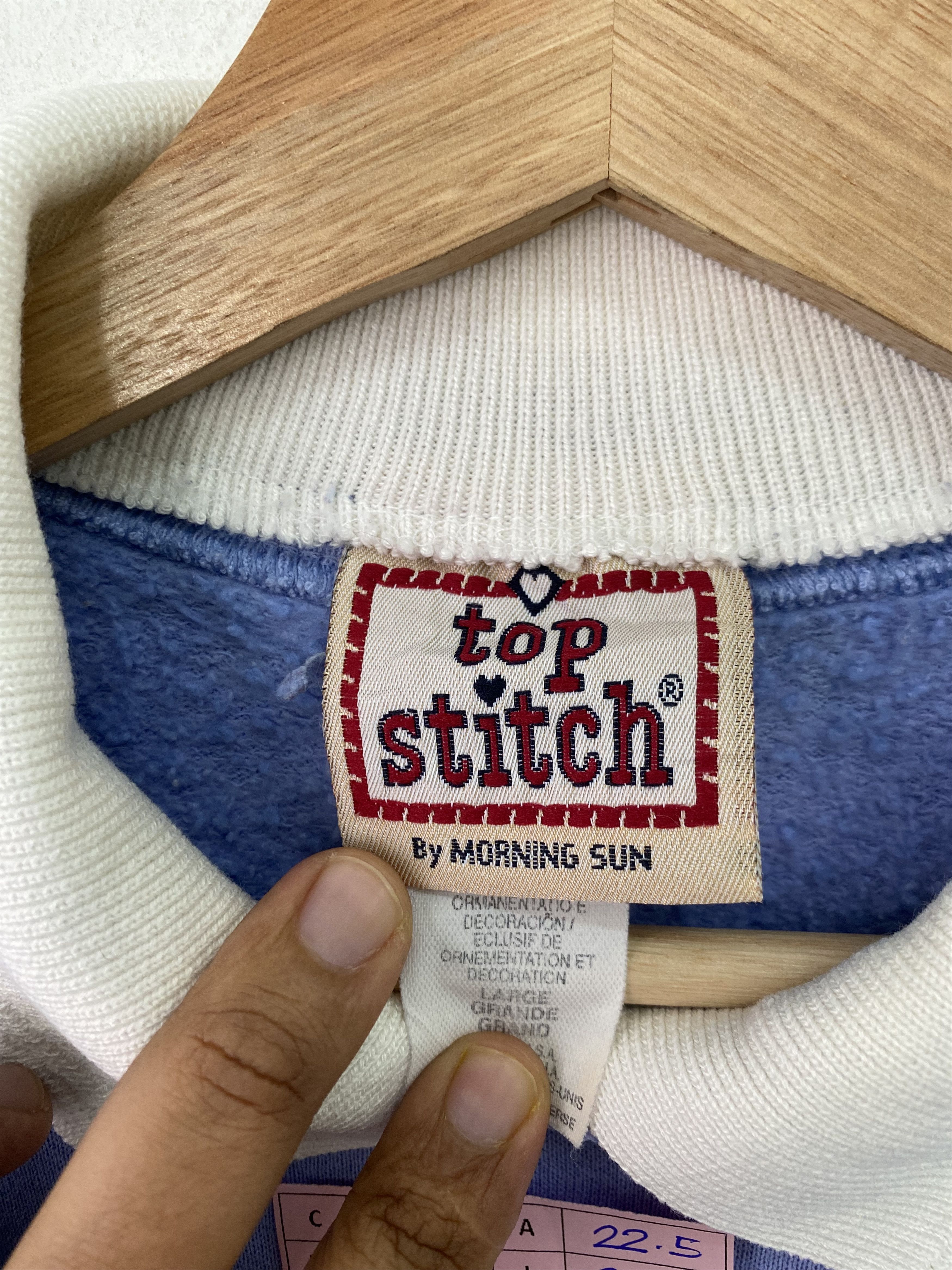 Vintage Vintage 90s Top Stich Sweatshirt Purple Collarneck L Size Size US L / EU 52-54 / 3 - 10 Thumbnail