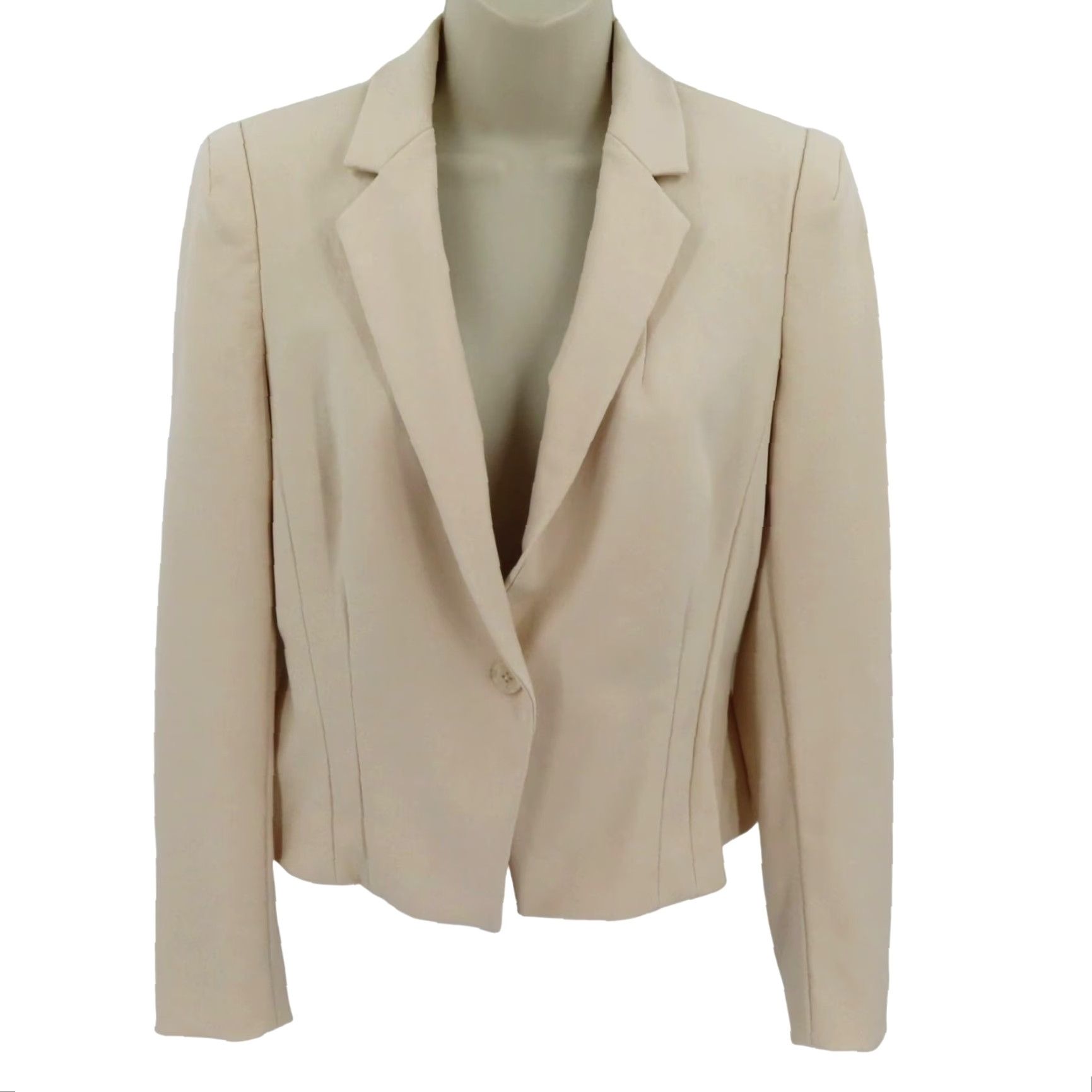 Rebecca Taylor Rebecca Taylor Blazer Women 4 Solid Beige Collared One Button Suit Jacket Blazer Coat Size S / US 4 / IT 40 - 2 Thumbnail