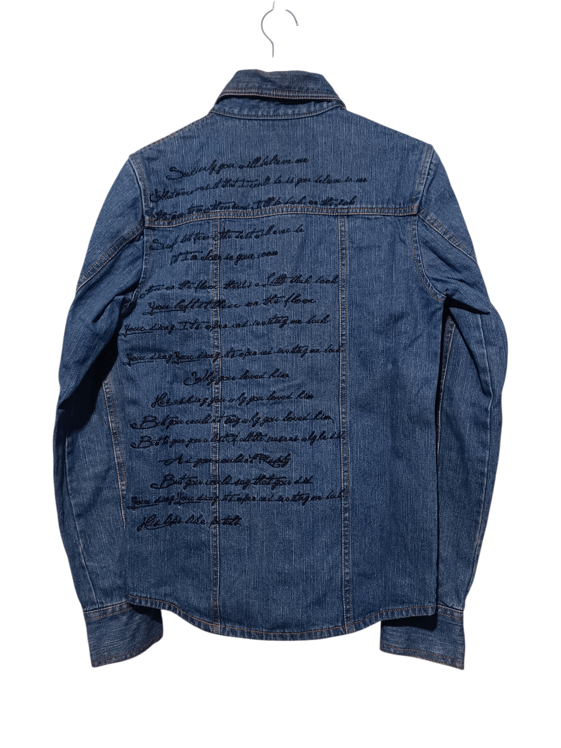 Japanese Brand Vintage Xfrm Archive Script Embroidered Denim Trucker Size US M / EU 48-50 / 2 - 3 Thumbnail