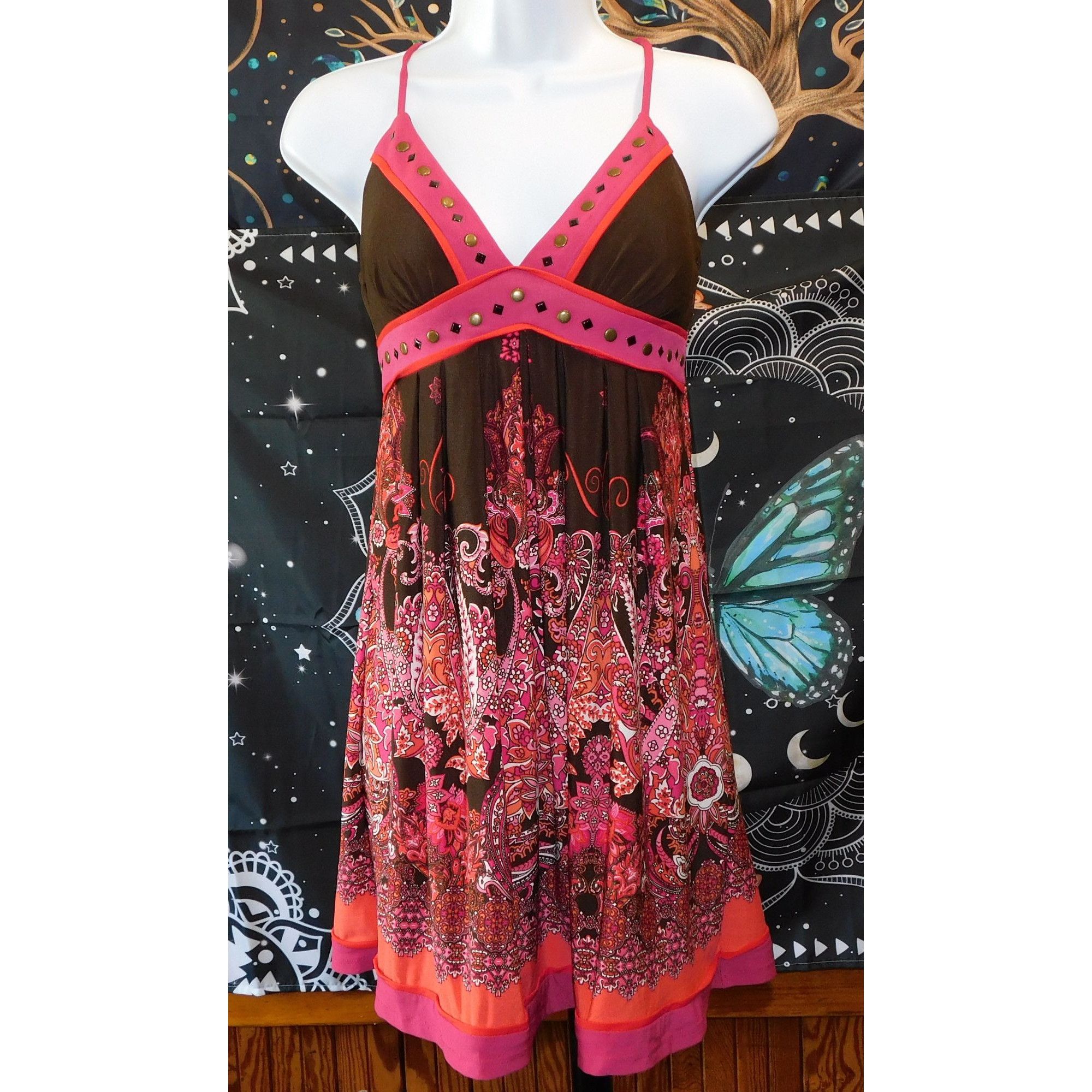 Other Love Tease Bohemian Brown And Pink Floral Dress Size S / US 4 / IT 40 - 1 Thumbnail