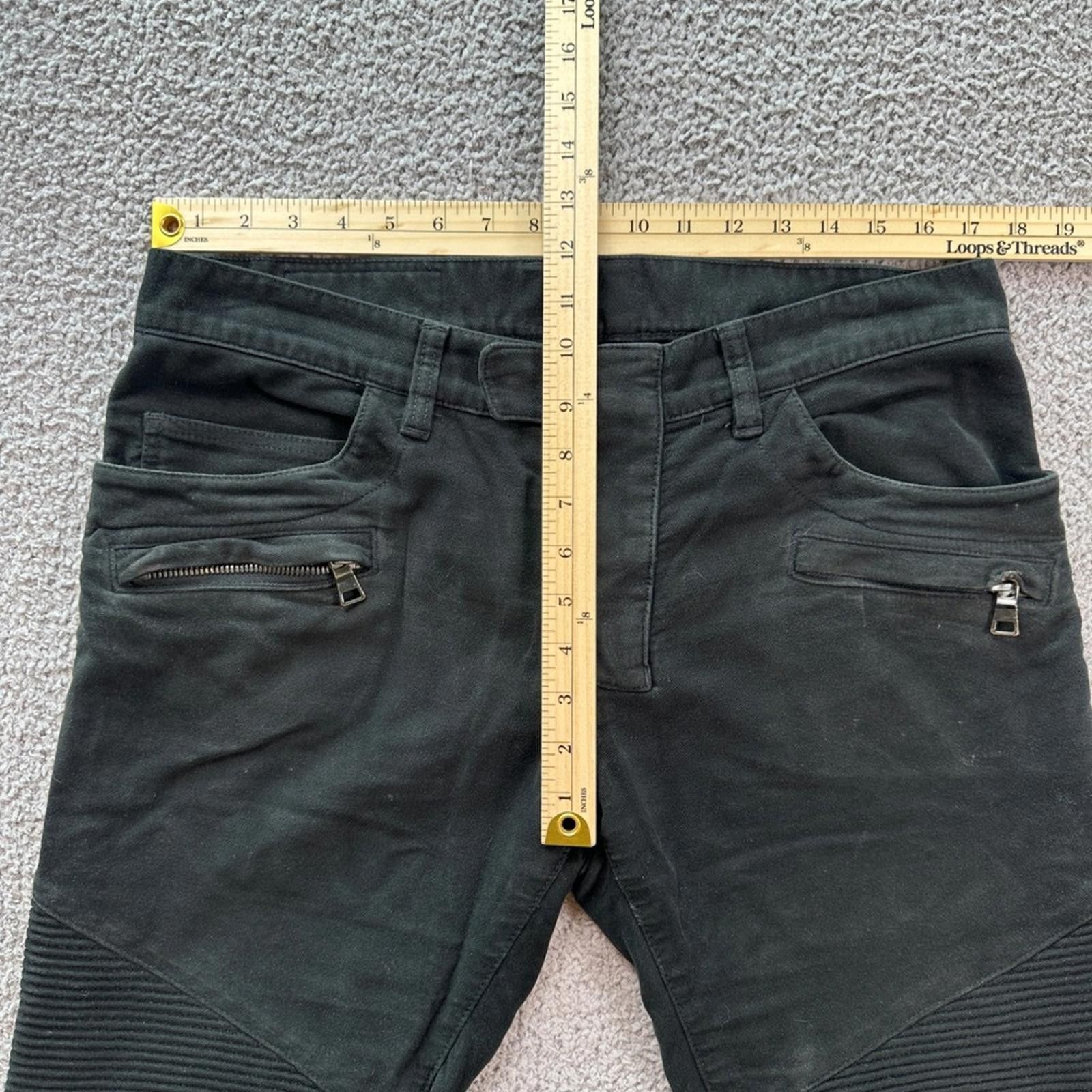 Other BALMAIN Paris Mens Black Moto Biker Jeans 33 Slim Fit Ribbed Size US 33 - 4 Thumbnail