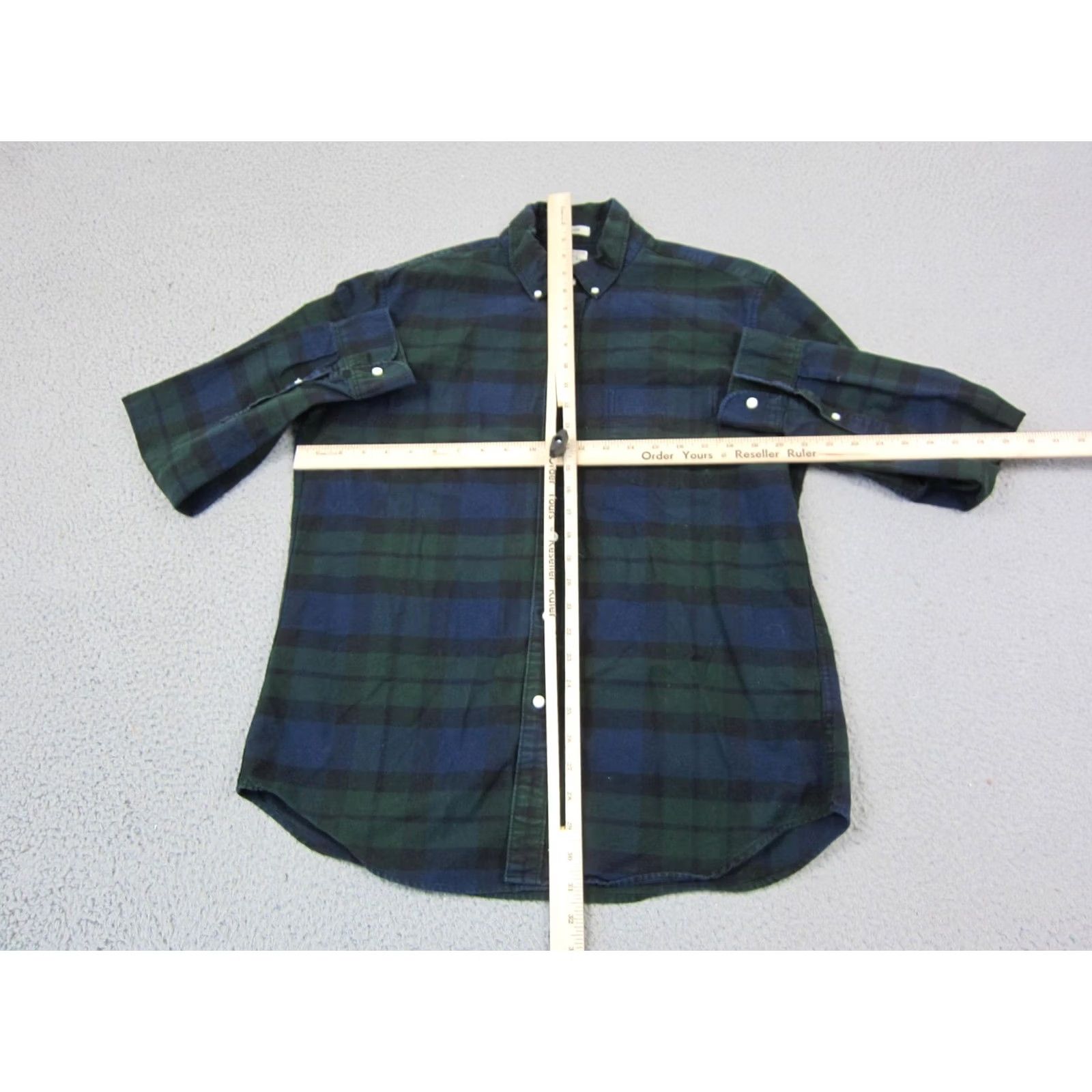 J.Crew VINTAGE J.CREW Shirt Mens Large Green Blue Black Watch Plaid Cotton Oxford 90s Slim Fit Size US L / EU 52-54 / 3 - 5 Thumbnail