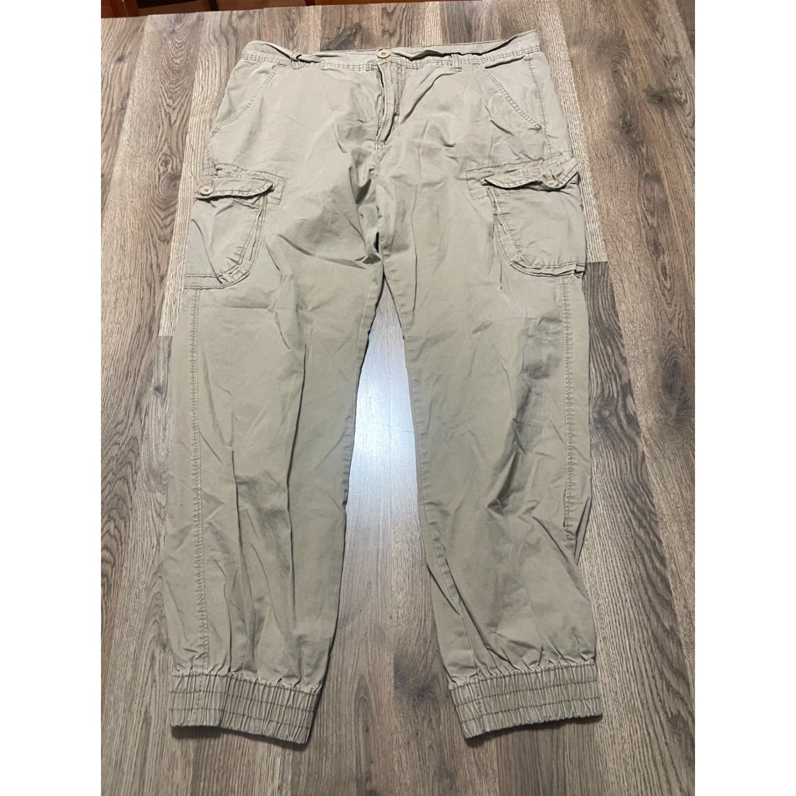 Vintage Hollywood Pants, Men's Size 38, Brown Jogger Pants, Pockets, 5-Pocket Design, Regular Rise, Cotton, Inseam 28, Flat Front, Brand Hollywood, Men, Pants Size US 38 / EU 54 - 2 Thumbnail