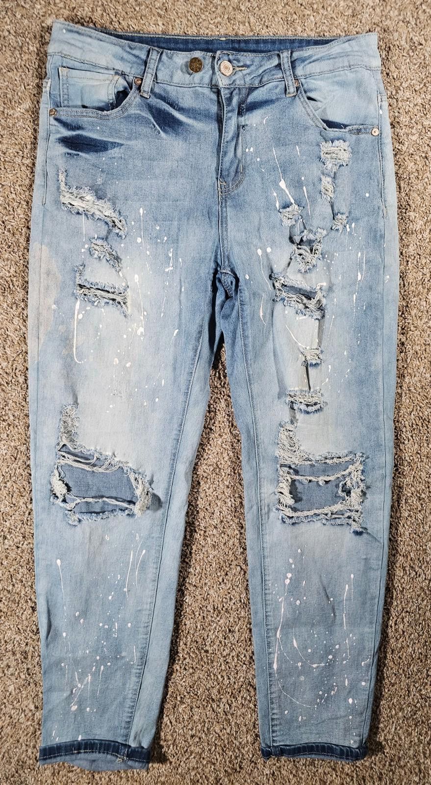 Designer Surprise Surprise Destroyed Jeans Large APPROX 30.5 x 29 Size 36" / US 14 / IT 50 - 1 Thumbnail