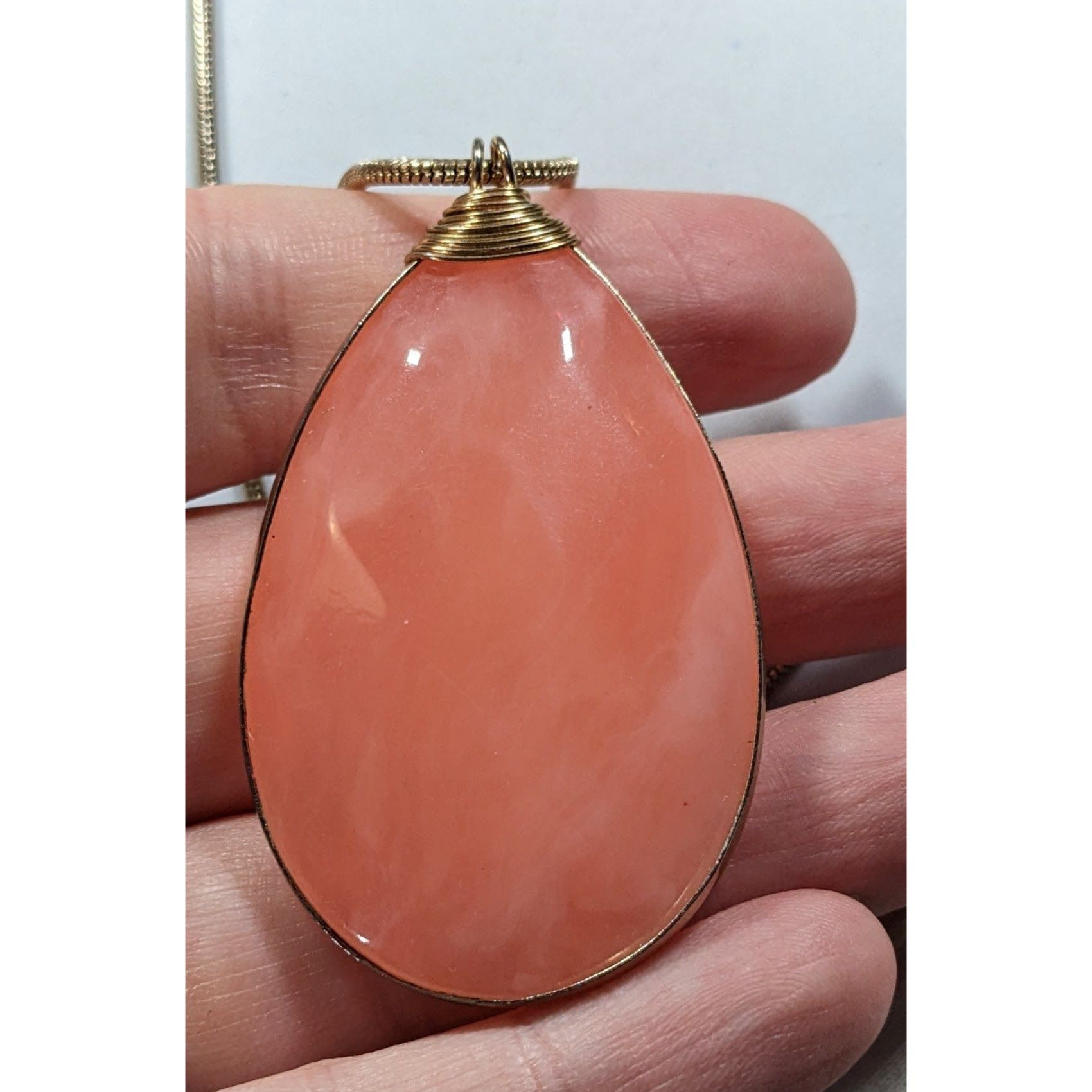 Other Retro Teardrop Simulated Pink Agate Faceted Teardrop Necklac Size ONE SIZE - 3 Thumbnail