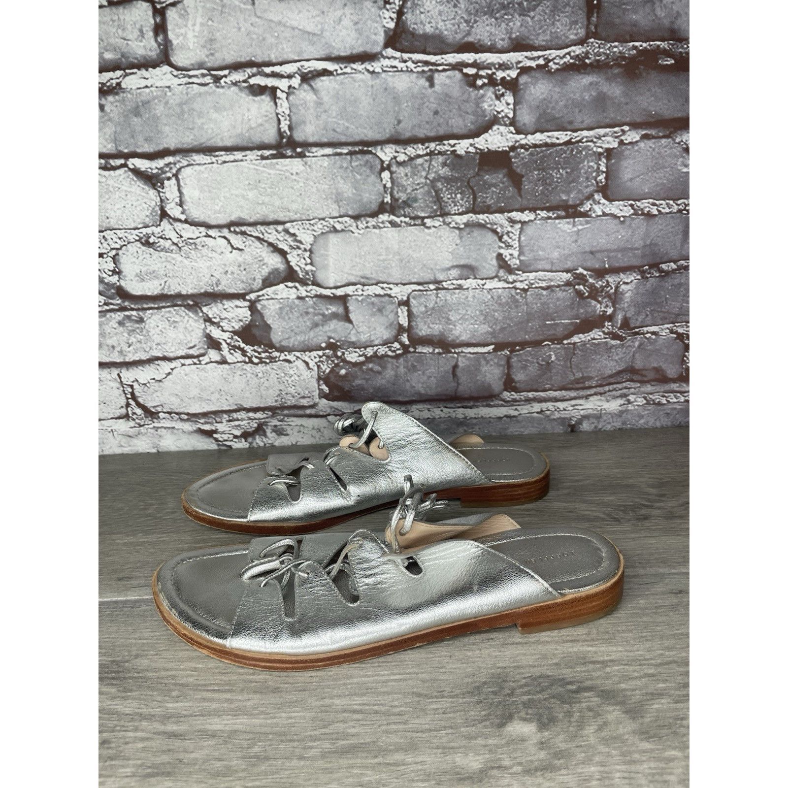 Loeffler Randall Loeffler Randall Kira GT Silver Metallic Thong Sandals Women Size US 9.5 / IT 39.5 - 14 Thumbnail