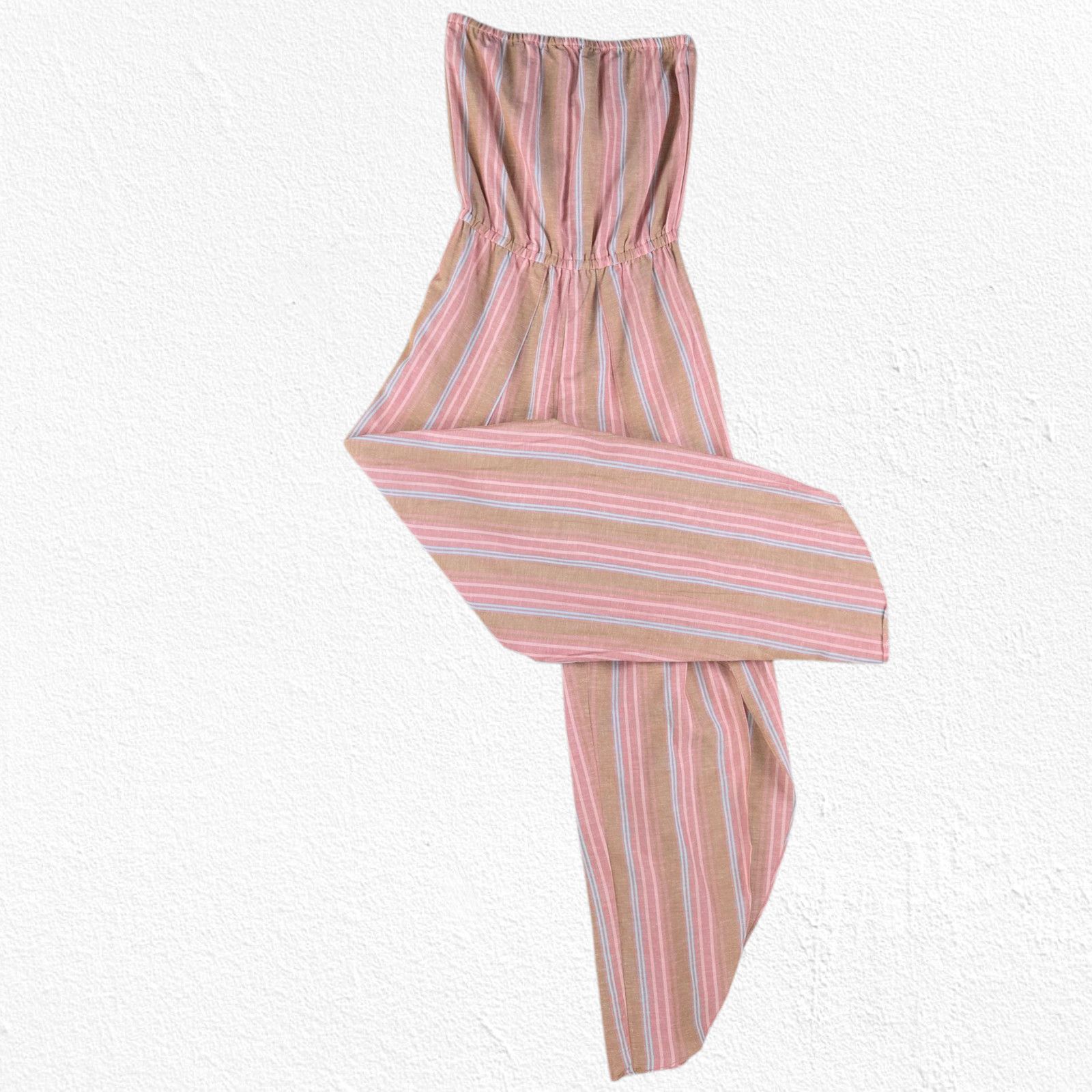Drew Drew Strapless Striped Linen Blend Wide Leg Jumpsuit Size XS Size 26" / US 2 / IT 38 - 2 Thumbnail