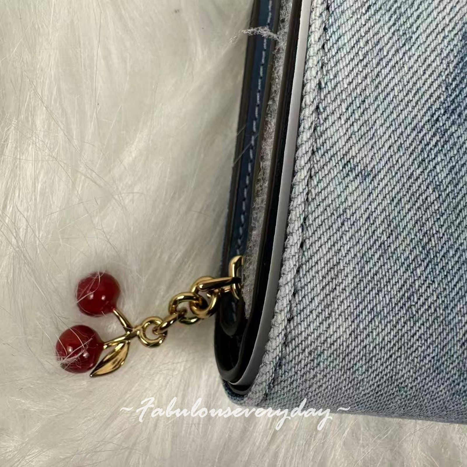 Coach Coach Snap Wallet Loved Denim Cherry Charm Gold/Light Indigo Size ONE SIZE - 5 Thumbnail