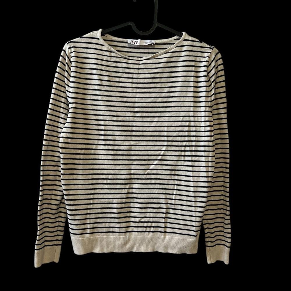 Zara Zara cream and navy striped sweater Size XS / US 0-2 / IT 36-38 - 1 Thumbnail