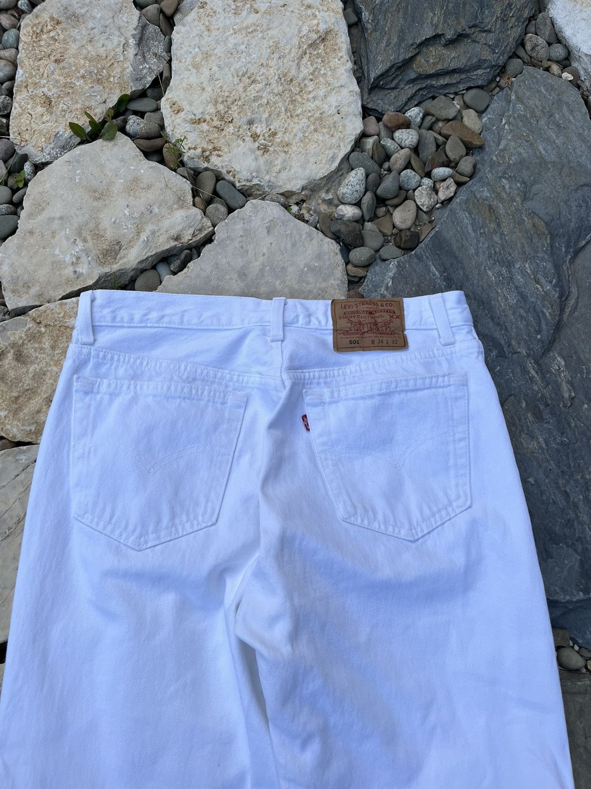Levi's × Levi's Vintage Clothing × Vintage Vintage 90s Levi’s 501 white 34x32 denim jeans made in USA Size US 34 / EU 50 - 10 Thumbnail