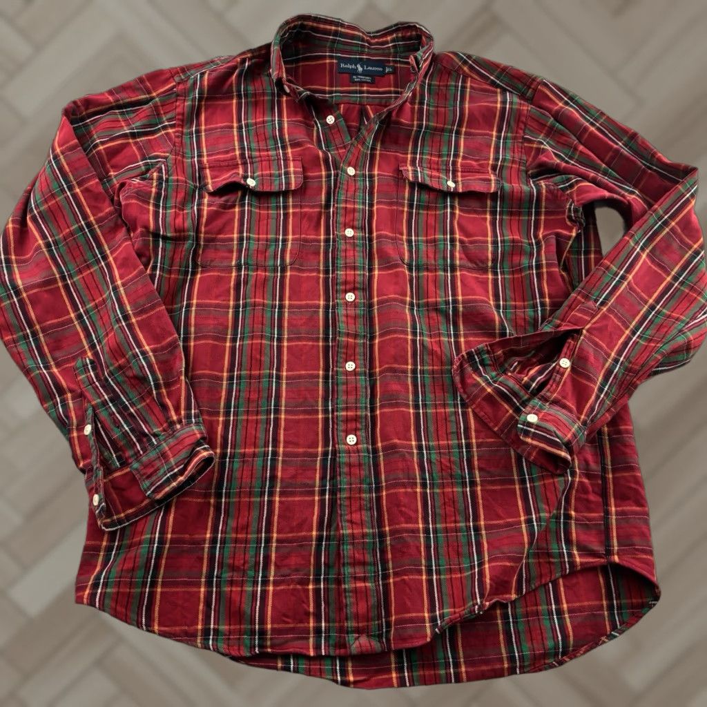 Ralph Lauren Ralph Lauren Workshirt Plaid Heavy Button-Up Shirt Men's L Red Size US L / EU 52-54 / 3 - 1 Thumbnail