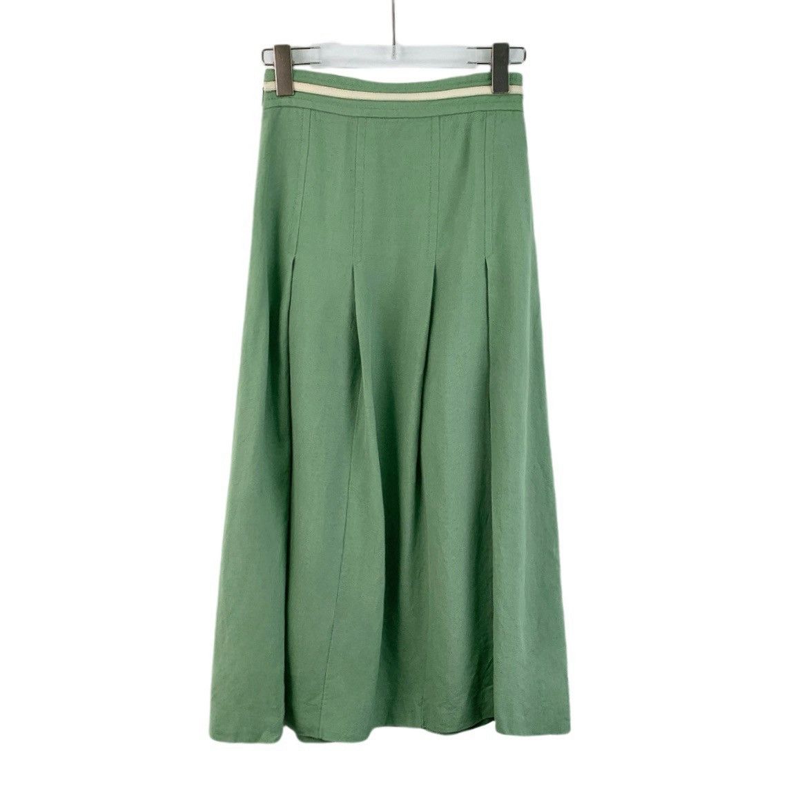 Gucci Gucci Light Green Belt Buckle Linen Casual Pleated Dress Size 25" / US 0 / IT 36 - 2 Thumbnail