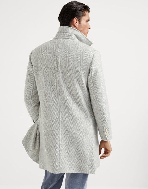 Brunello Cucinelli o1w1db10326 Herringbone Coat in Grey Size US L / EU 52-54 / 3 - 3 Thumbnail